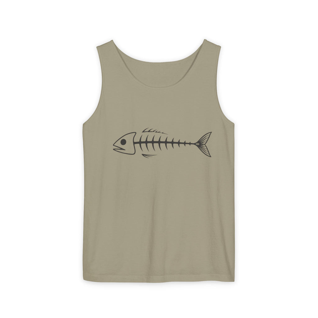Fish Skeleton Tank Top | Minimalist Fishing Graphic Sleeveless Tee