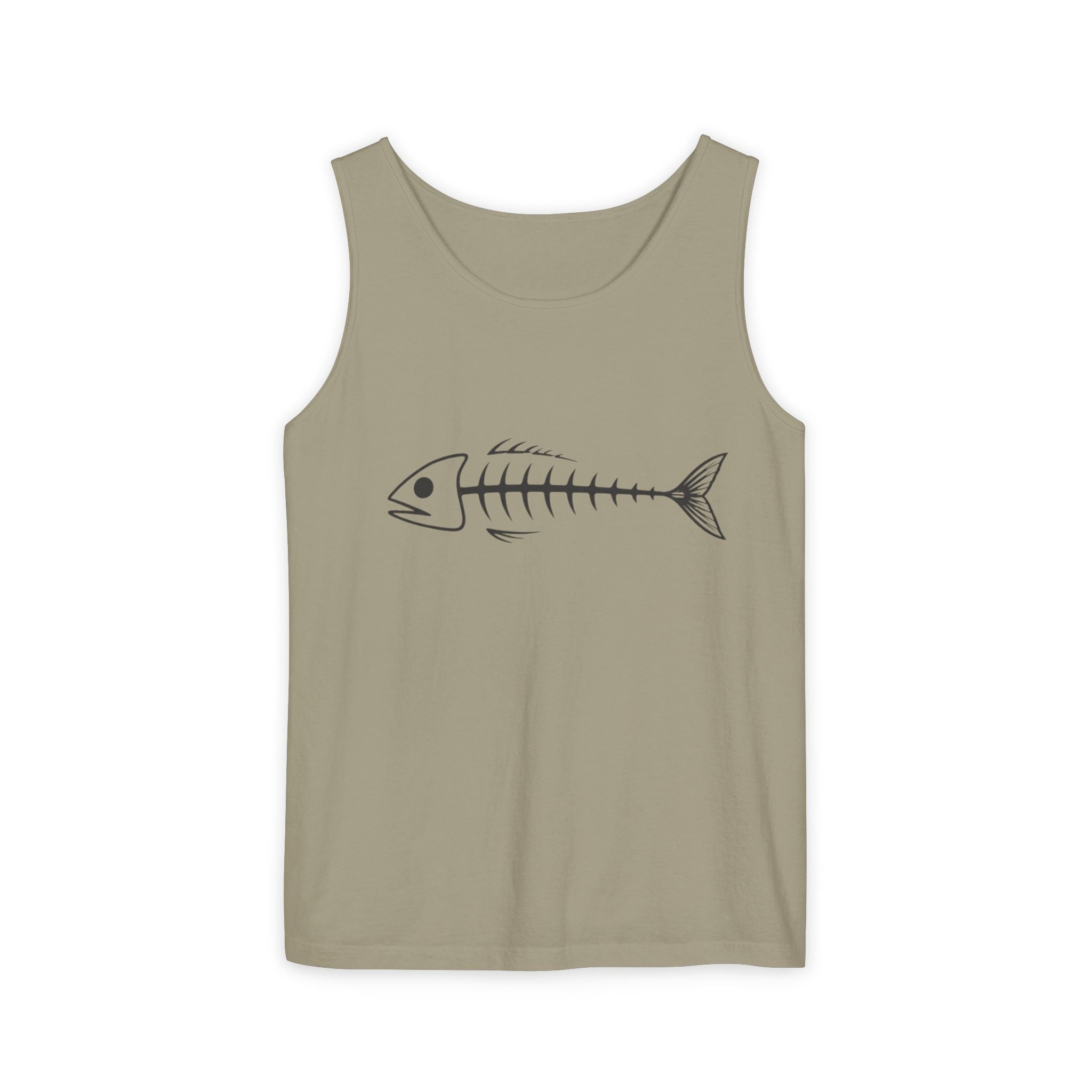 Fish Skeleton Tank Top | Minimalist Fishing Graphic Sleeveless Tee