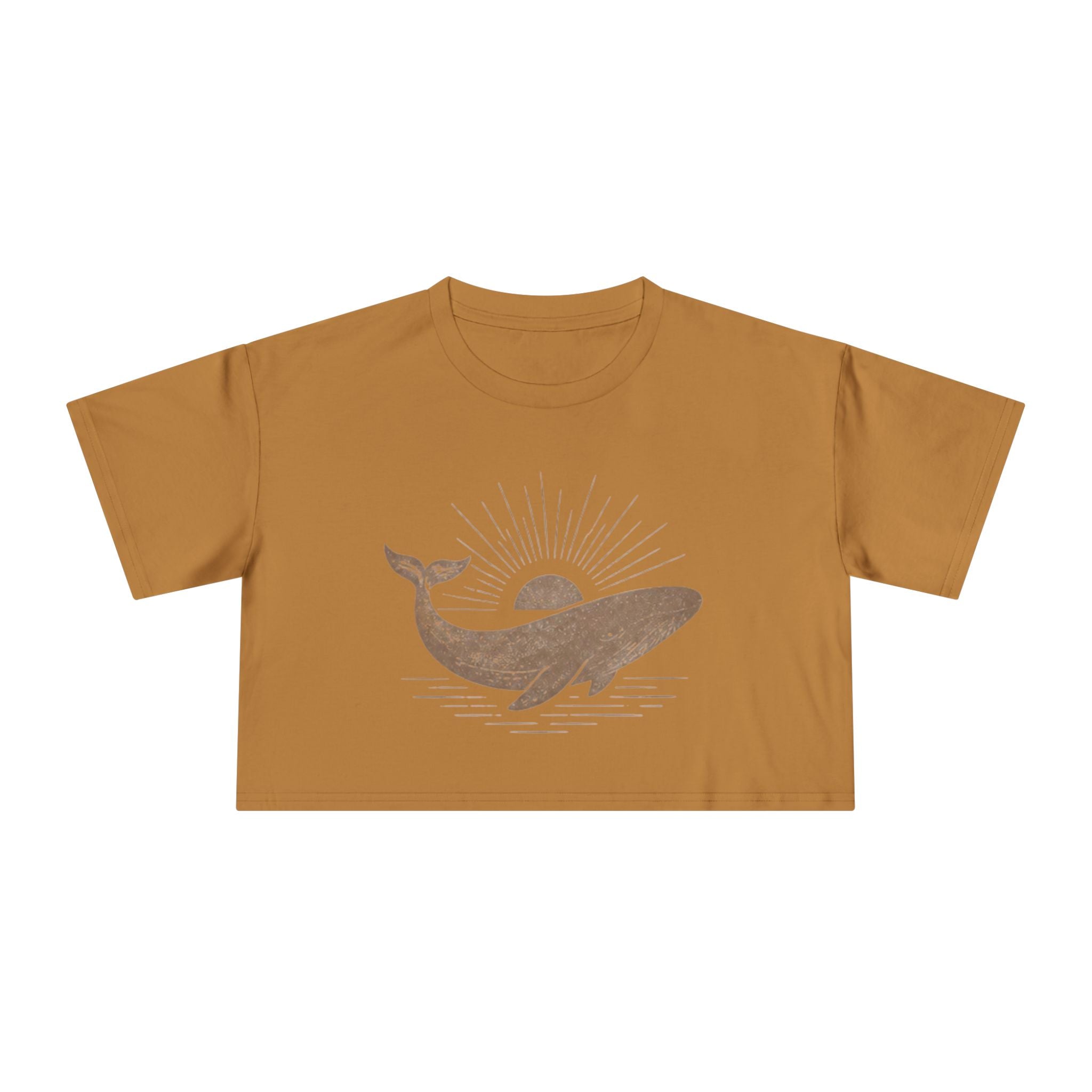 Whale Sunset Crop Tee | Vintage Ocean Graphic Womens Top