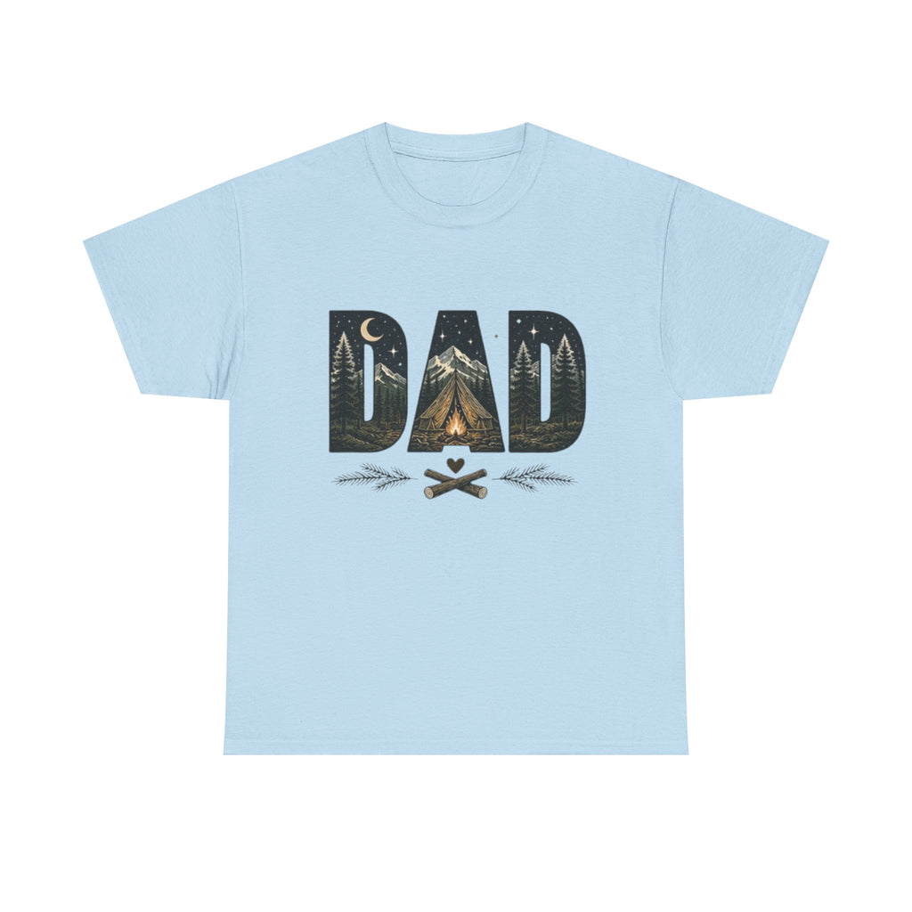Dad Camping T-Shirt | Outdoor Graphic Tee with Tent & Campfire Design