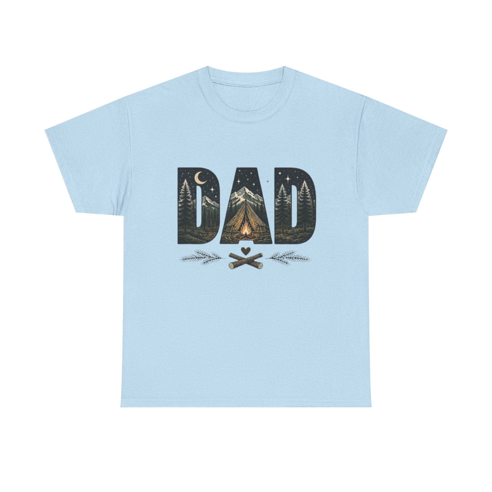 Dad Camping T-Shirt | Outdoor Graphic Tee with Tent & Campfire Design