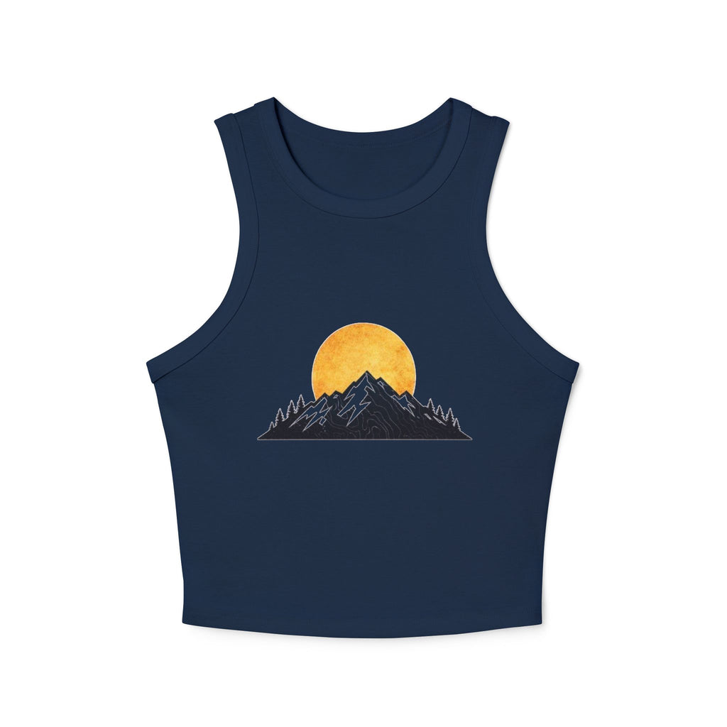 Sunset Mountain Racer Tank | Womens Cropped Graphic Tank Top