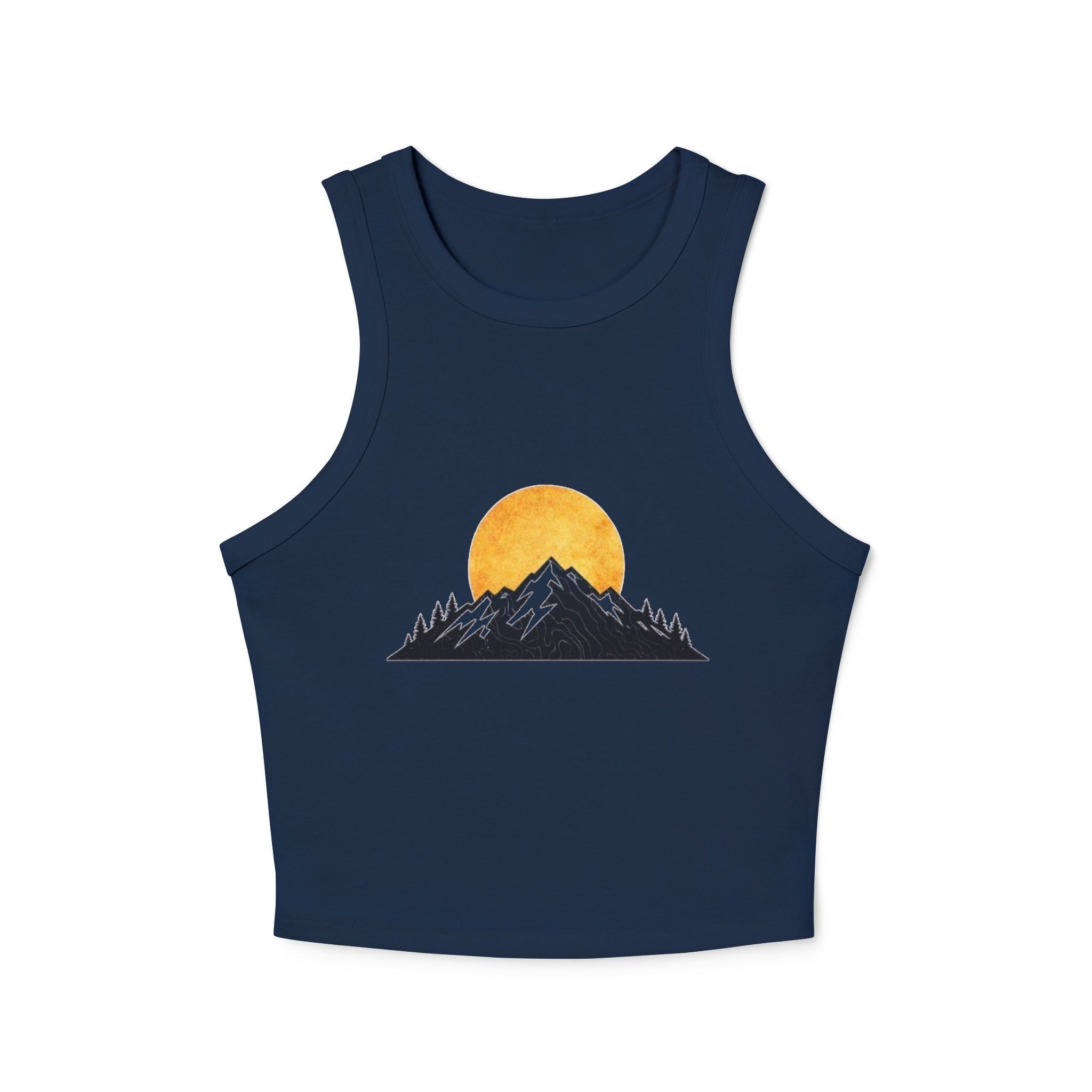 Sunset Mountain Racer Tank | Womens Cropped Graphic Tank Top
