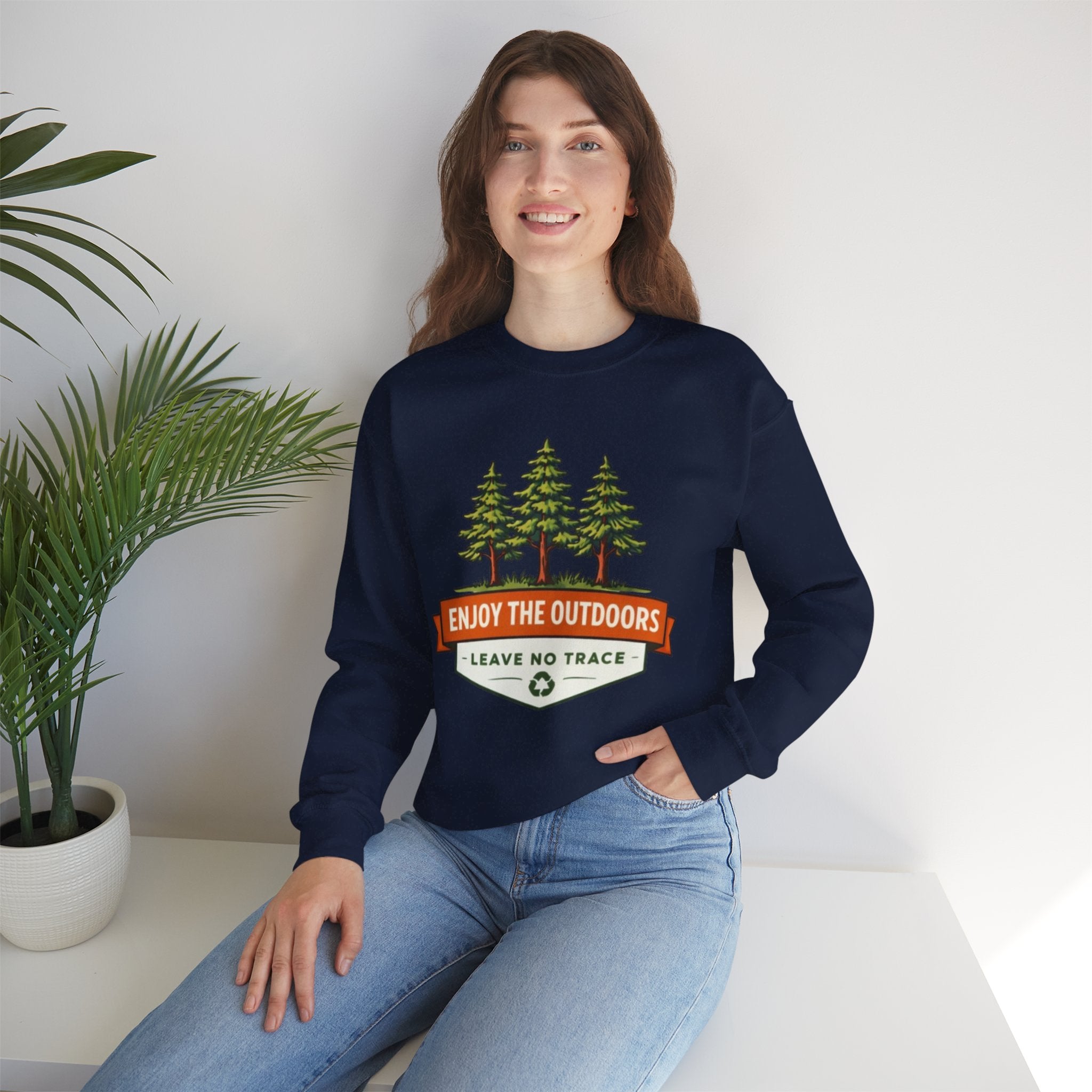 Enjoy the Outdoors Crewneck Sweatshirt | "Leave No Trace" Camping Graphic