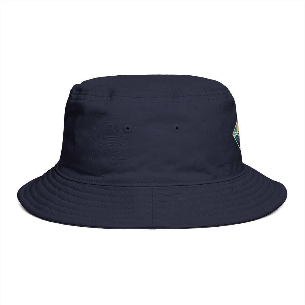 Mountain Sunset Bucket Hat | Retro Outdoor Hiking Patch