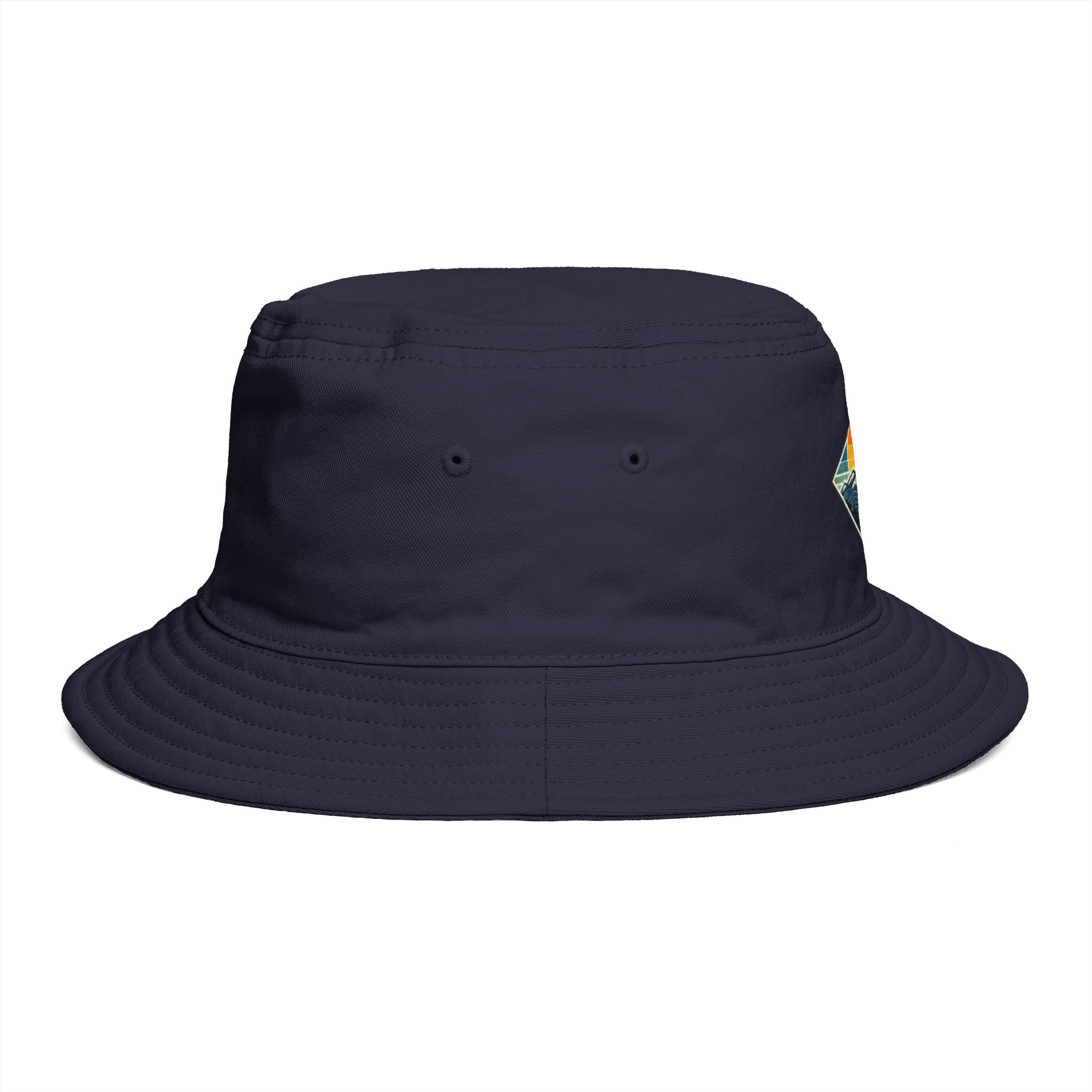 Mountain Sunset Bucket Hat | Retro Outdoor Hiking Patch