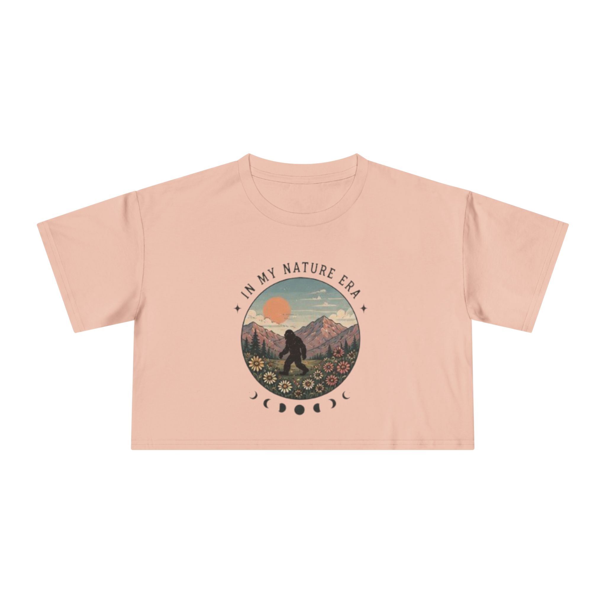 Nature Era Crop Tee | "I Am My Nature Era" Mountain & Sun Graphic