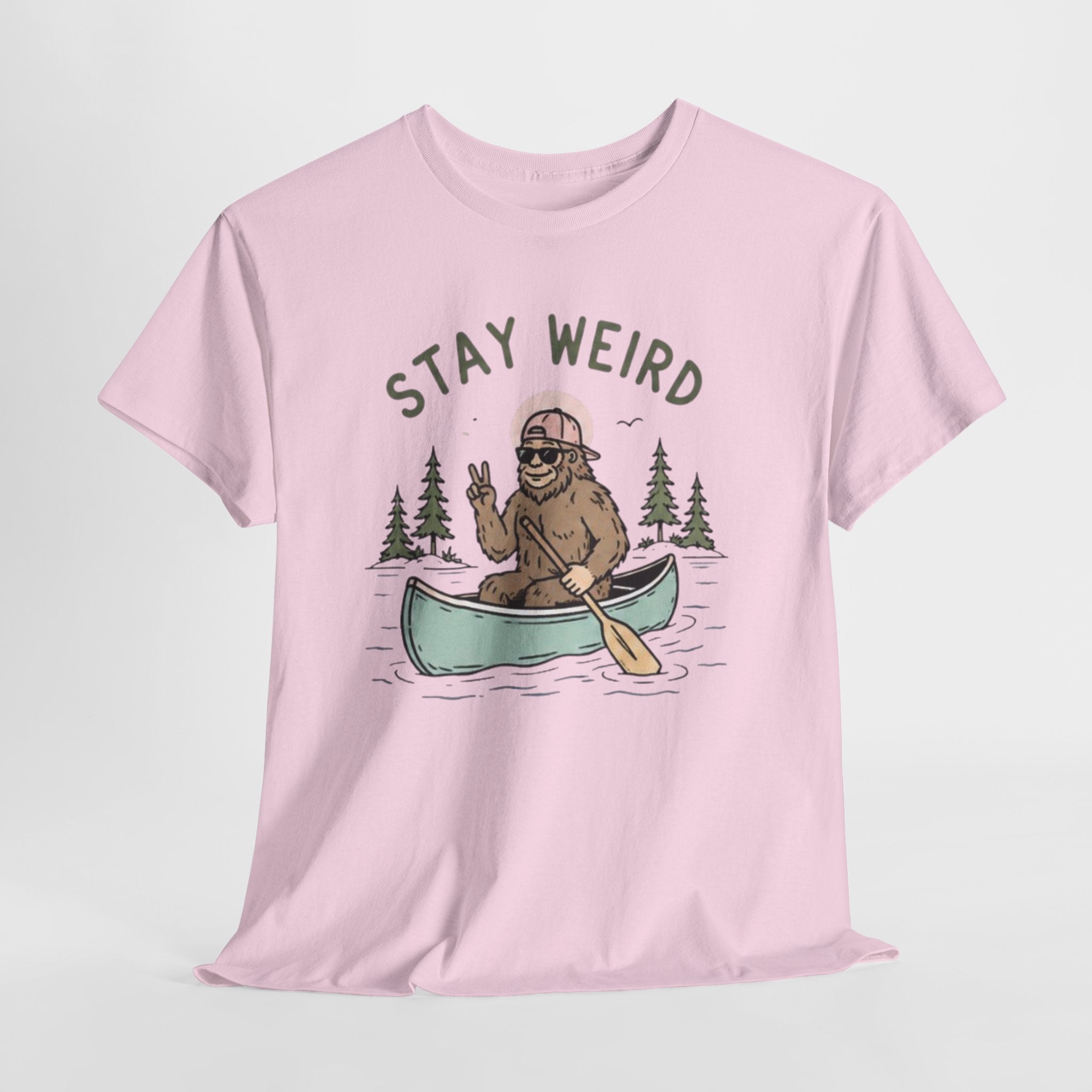 Stay Weird Canoe Tee | Funny Bigfoot Camping T-Shirt