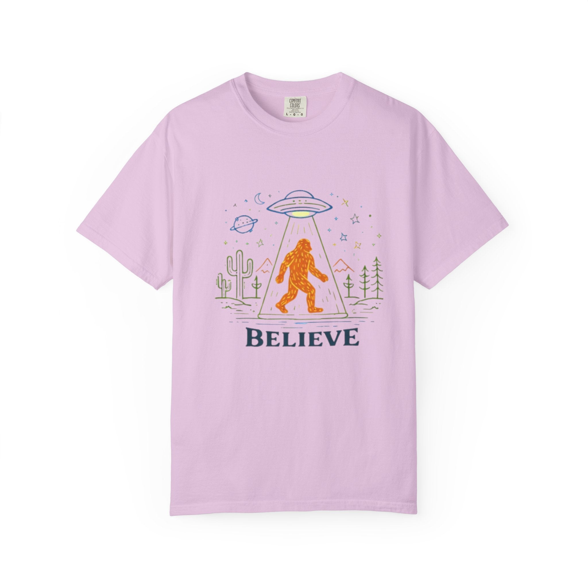 Believe Bigfoot T-Shirt | Retro Sasquatch UFO Graphic Tee