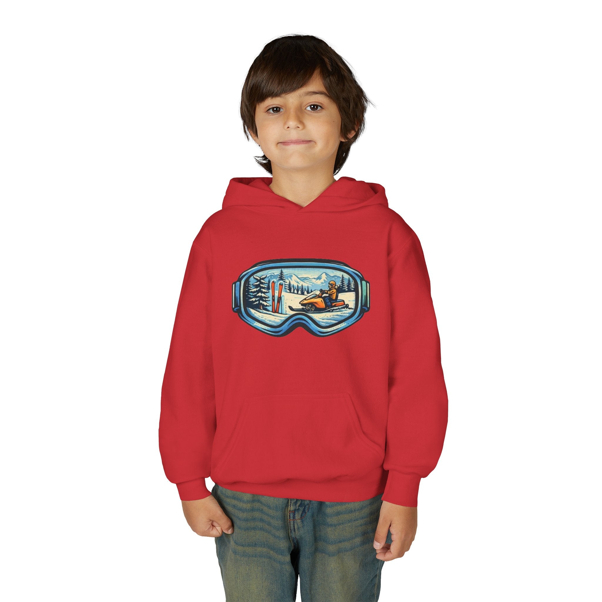 Youth Ski Goggles Hoodie | Winter Snowboard Scene Pullover