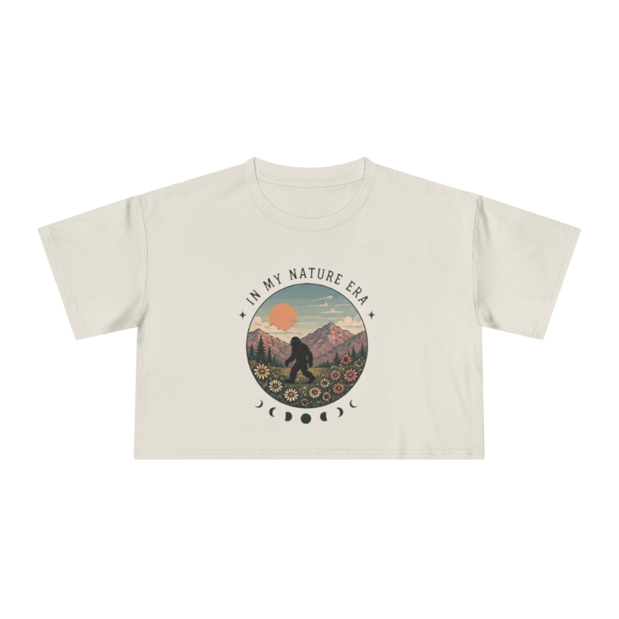 Nature Era Crop Tee | "I Am My Nature Era" Mountain & Sun Graphic