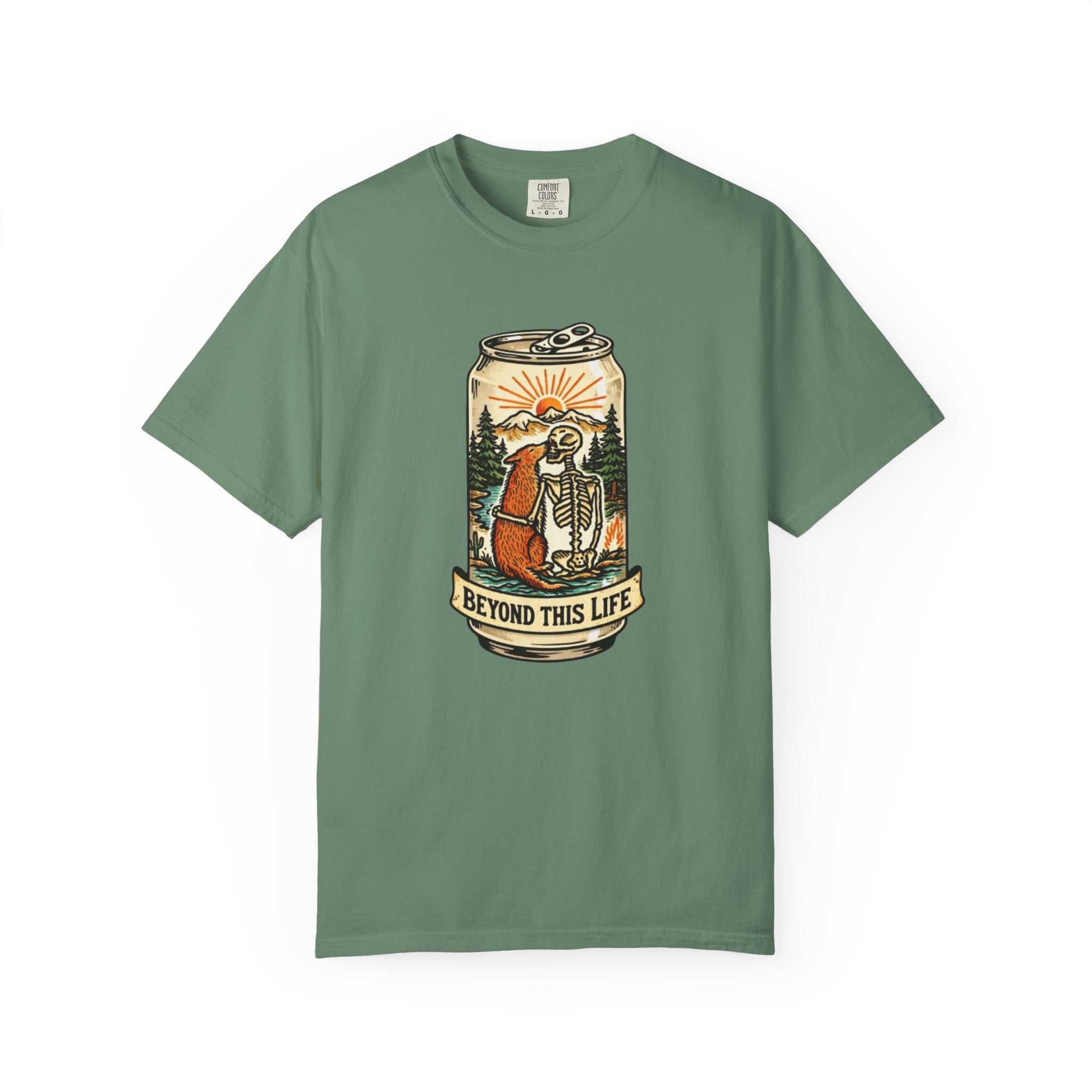 Beyond This Life T-Shirt | Vintage Skull & Can Graphic Tee