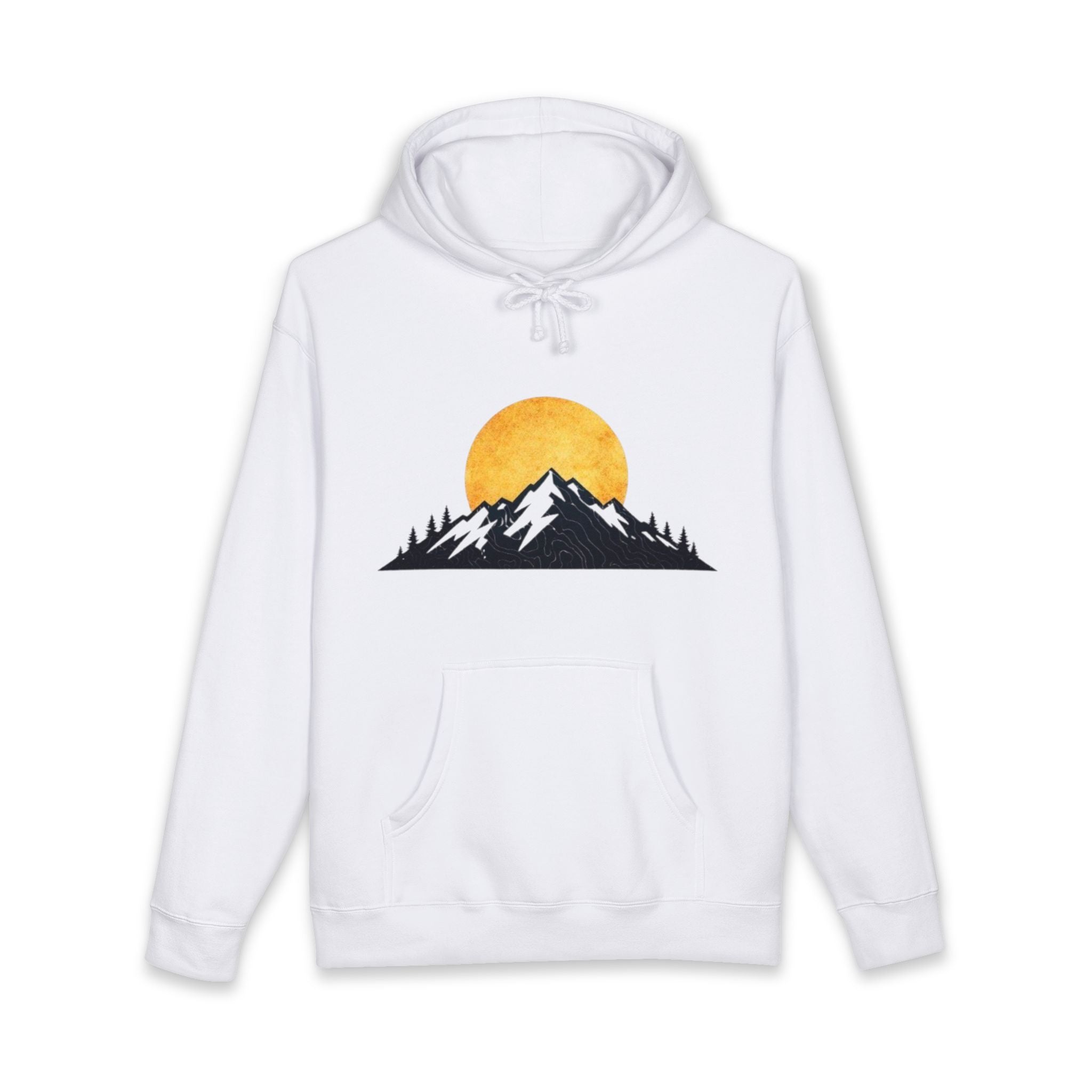 Mountain Sunset Hoodie | Minimal Nature Graphic Hooded Sweatshirt