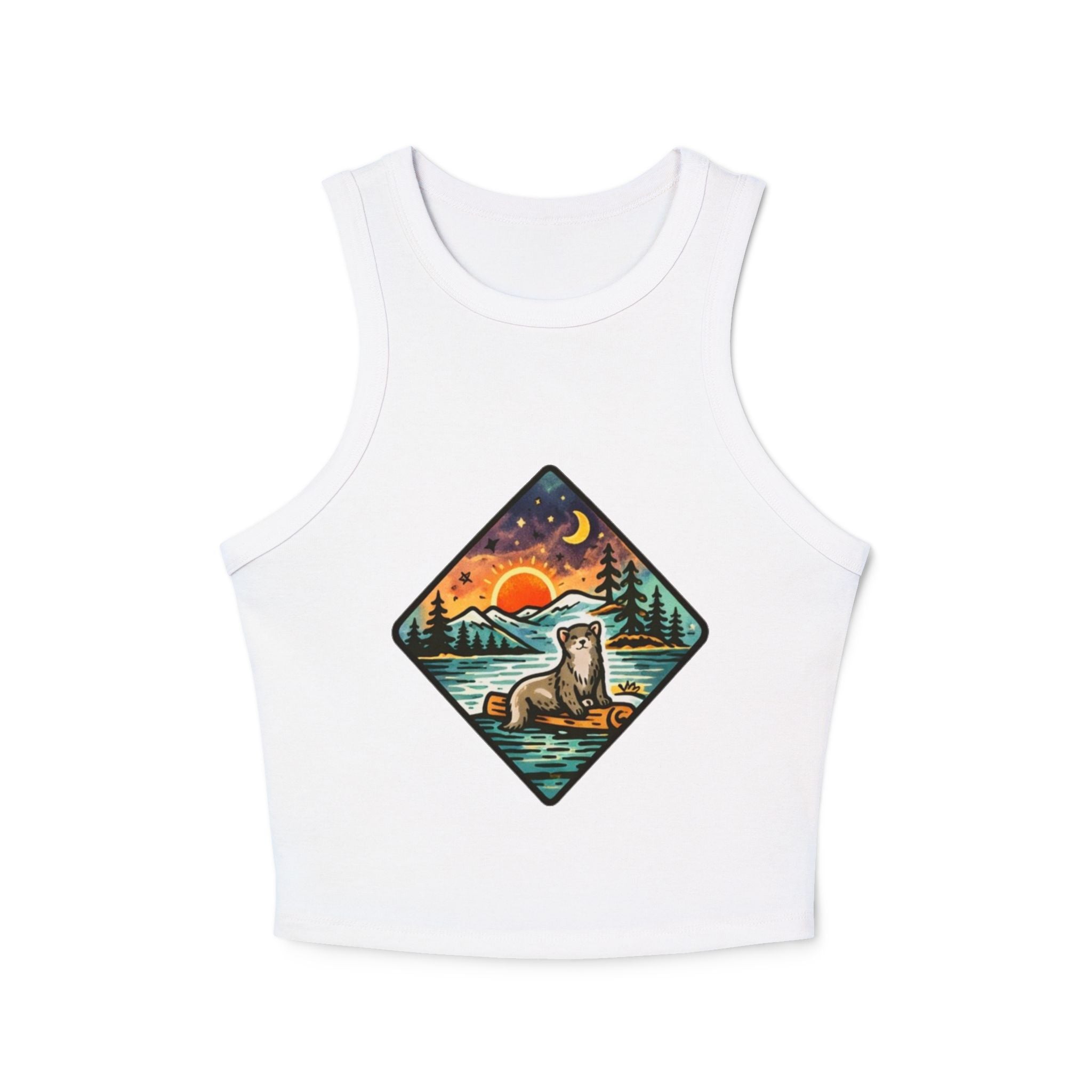 Otter Sunset Galaxy Racer Tank | Womens Ribbed Crop Tank Top