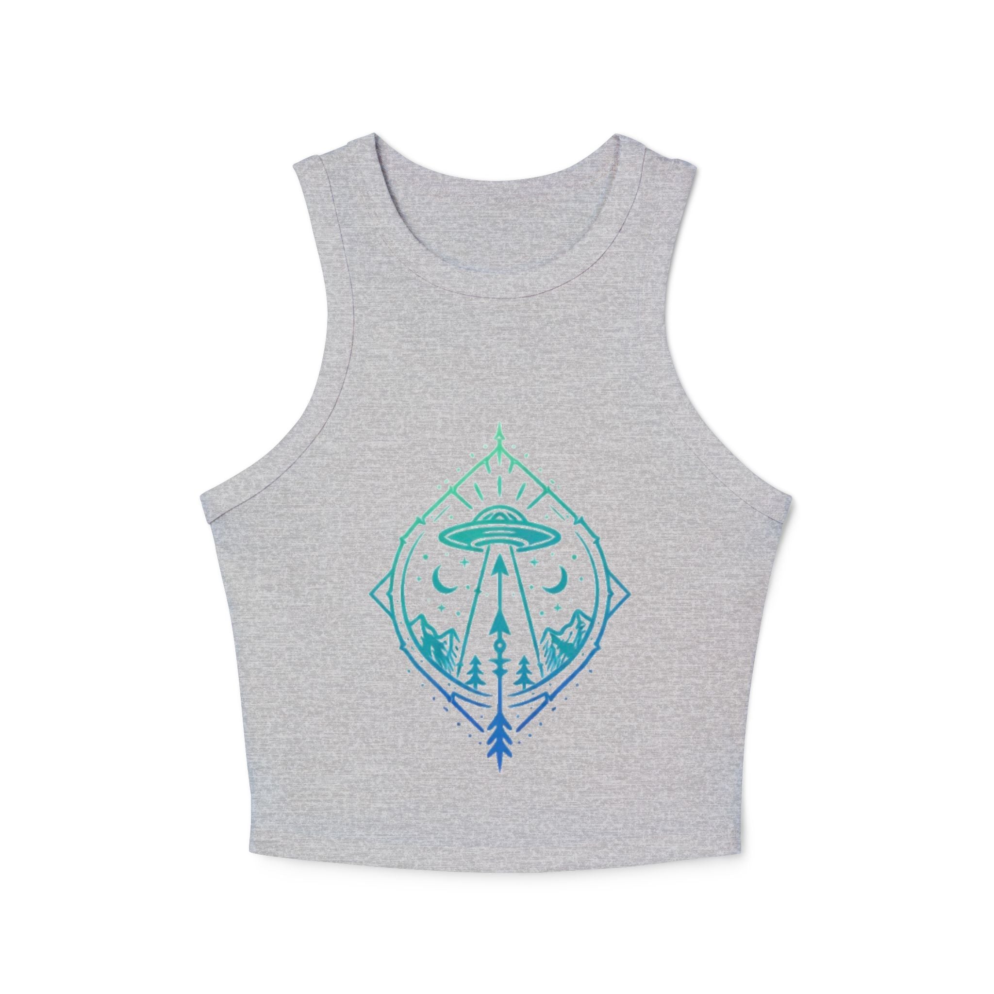 Alien Abduction Crop Tank | Womens Racerback Tank Top with UFO Graphic