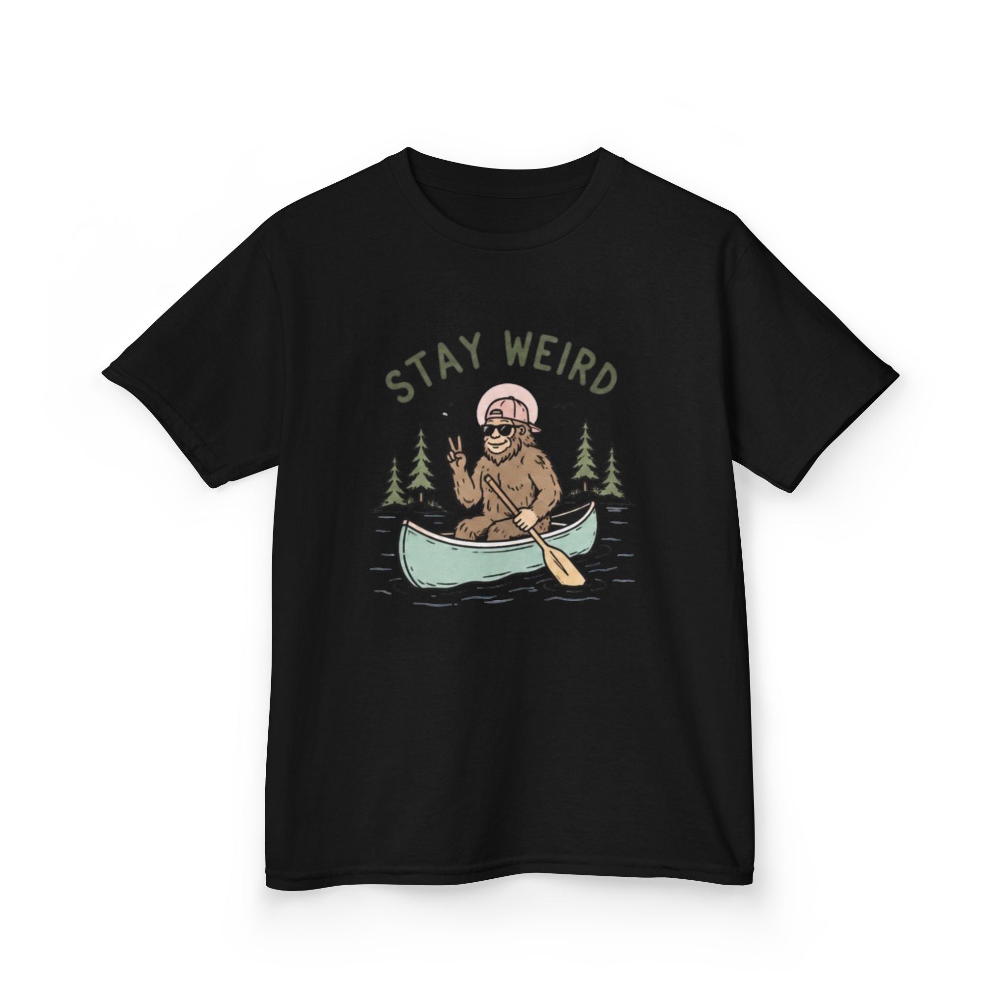 Kids Tee | "Stay Weird" Canoe Sasquatch Graphic