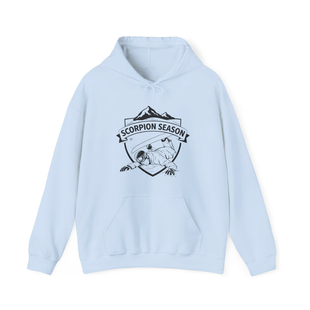 Scorpion Season Snowboarding Hoodie | Mountains Wipe Out Design
