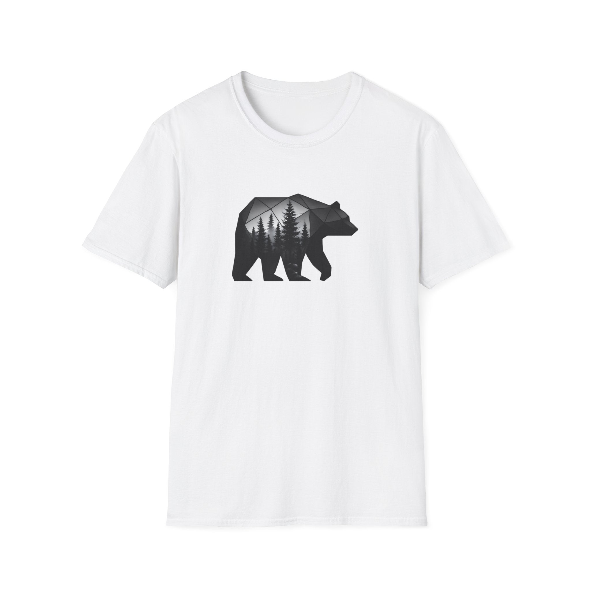 Geometric Bear Forest T-Shirt | Modern Nature Graphic Tee