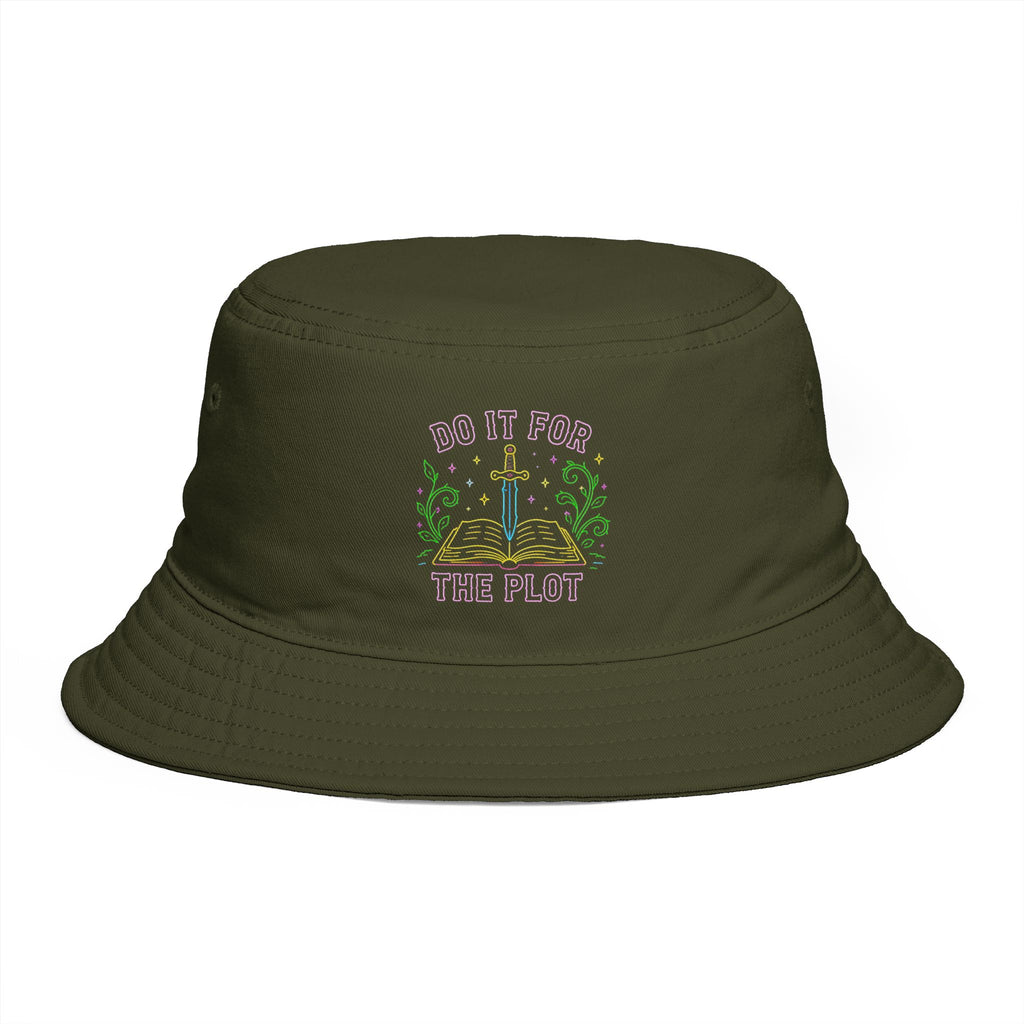 Do It For The Plot Bucket Hat | Vintage Fantasy Book & Sword Embroidered Bucket Hat