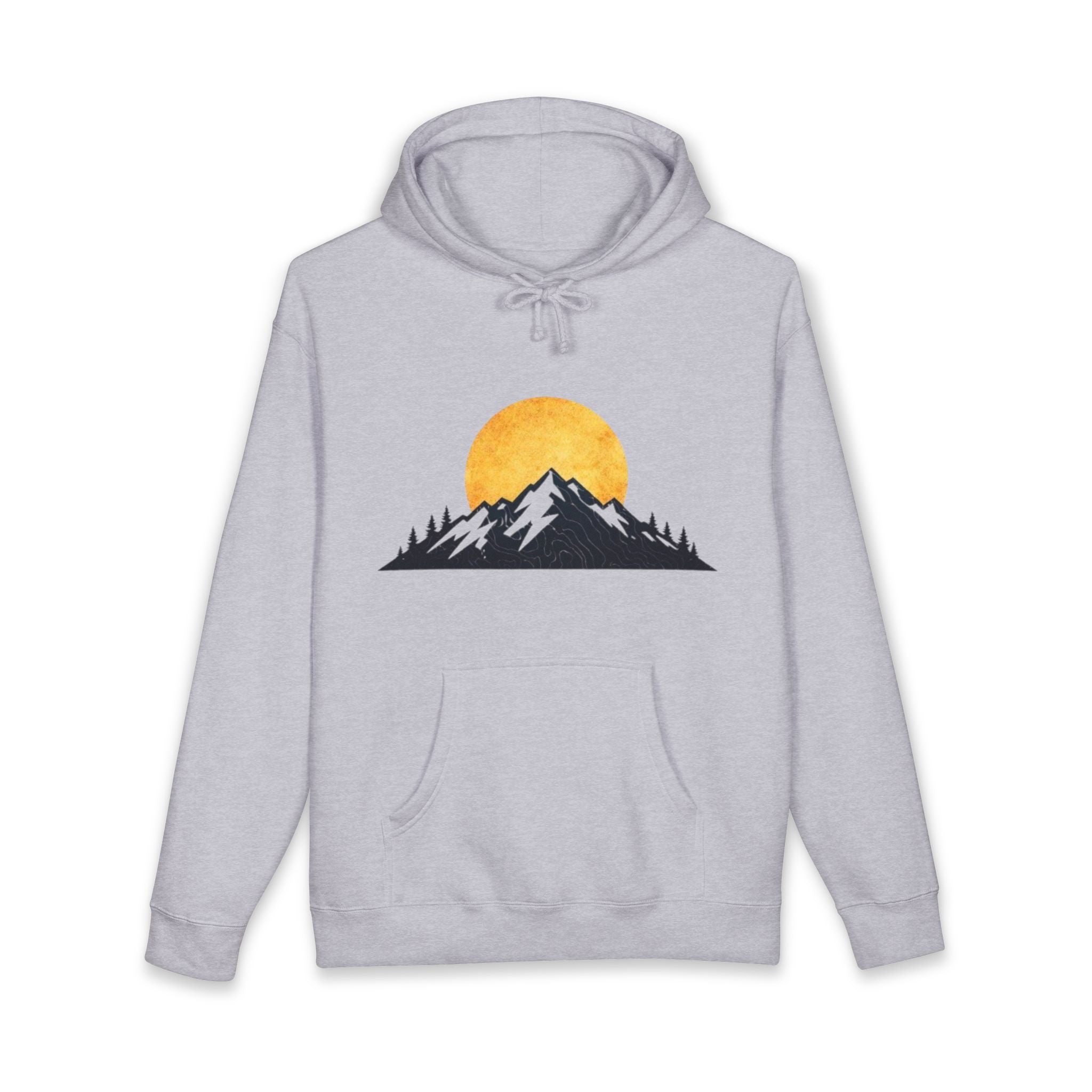 Mountain Sunset Hoodie | Minimal Nature Graphic Hooded Sweatshirt