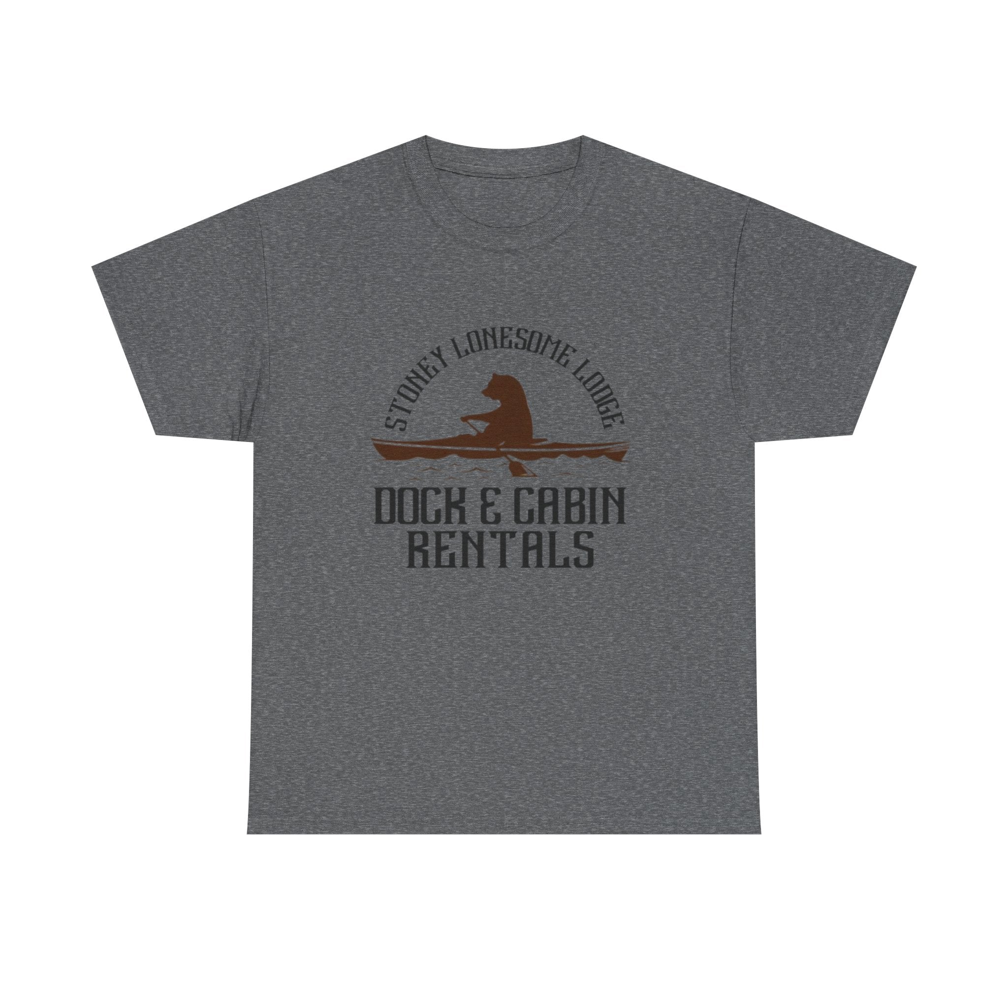Dock & Cabin Rentals T-Shirt | Stoney Lonesome Lodge Fishing Logo Tee
