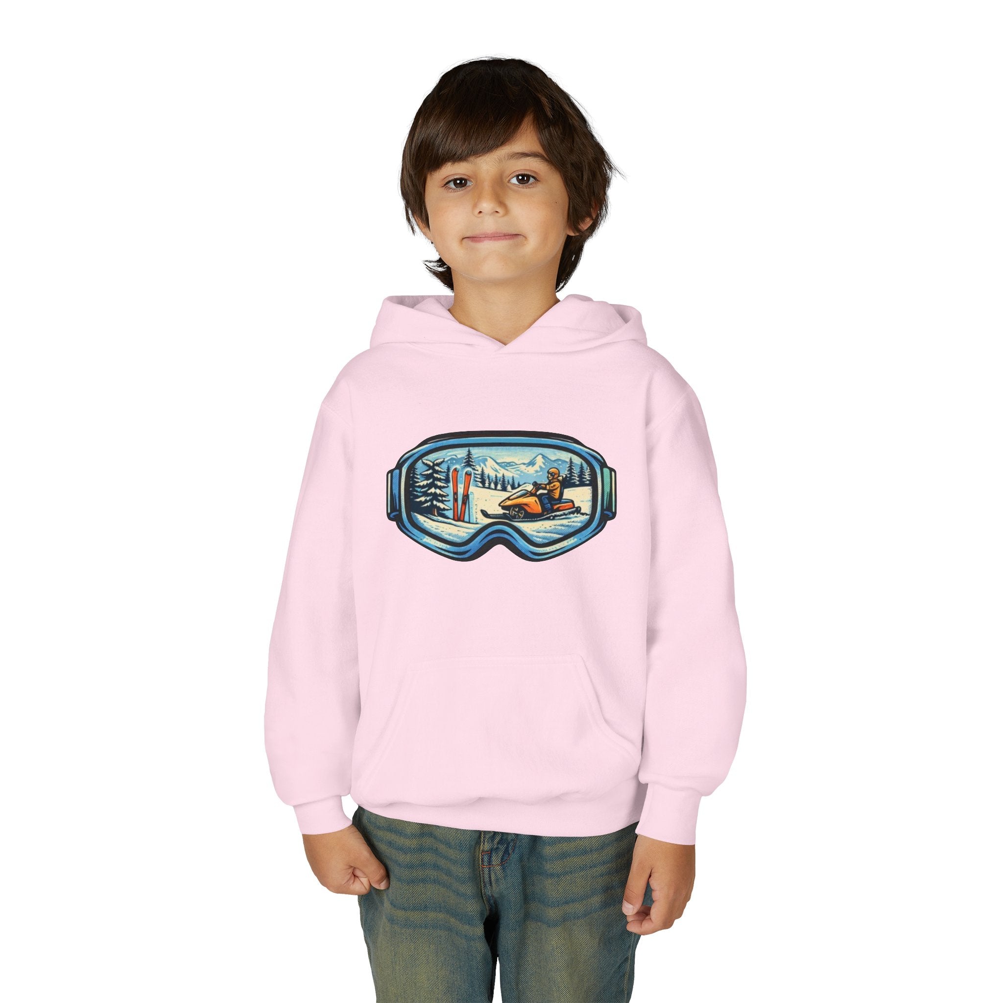 Youth Ski Goggles Hoodie | Winter Snowboard Scene Pullover