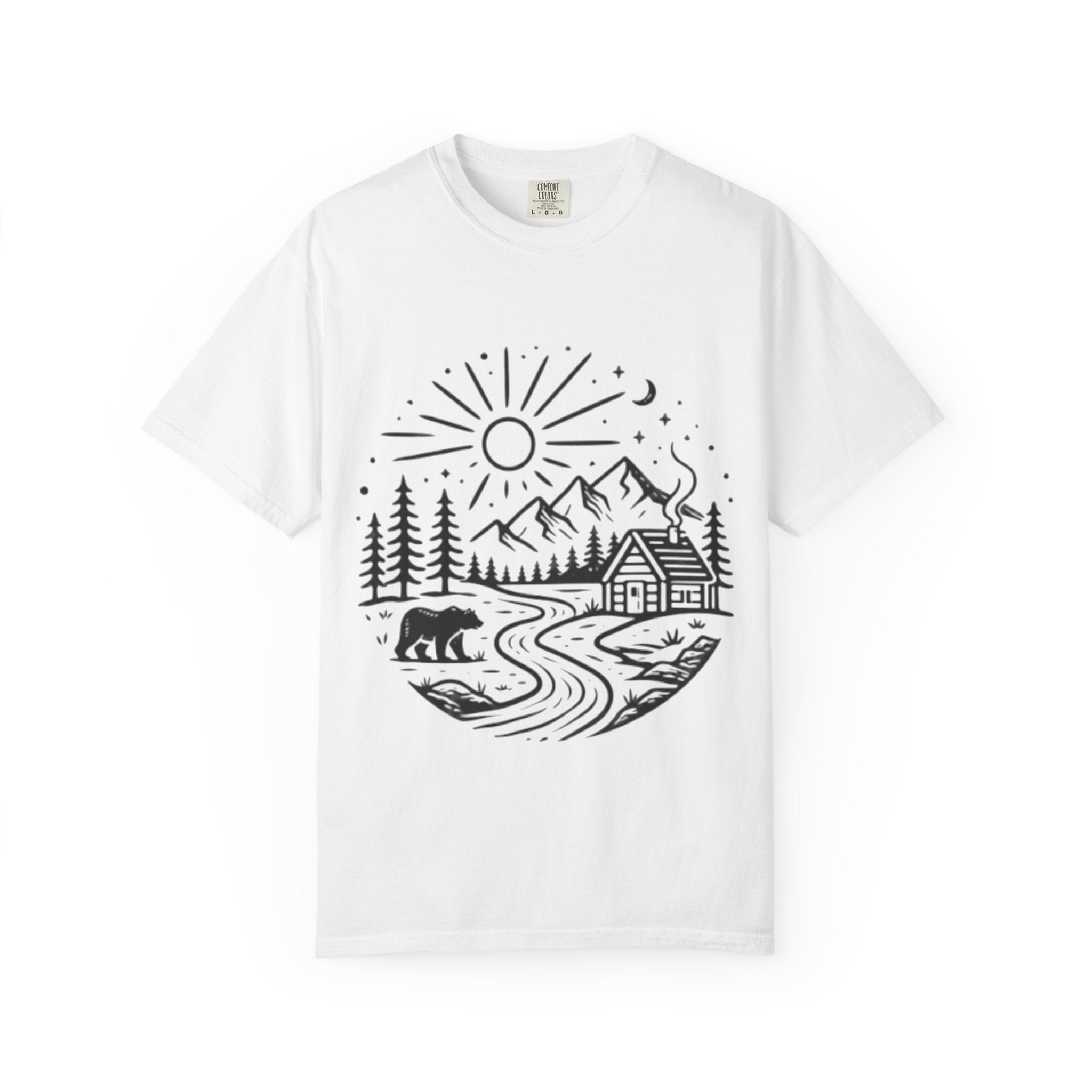 Cabin River Wilderness T-Shirt | Mountain, Bear & Forest Outdoor Tee