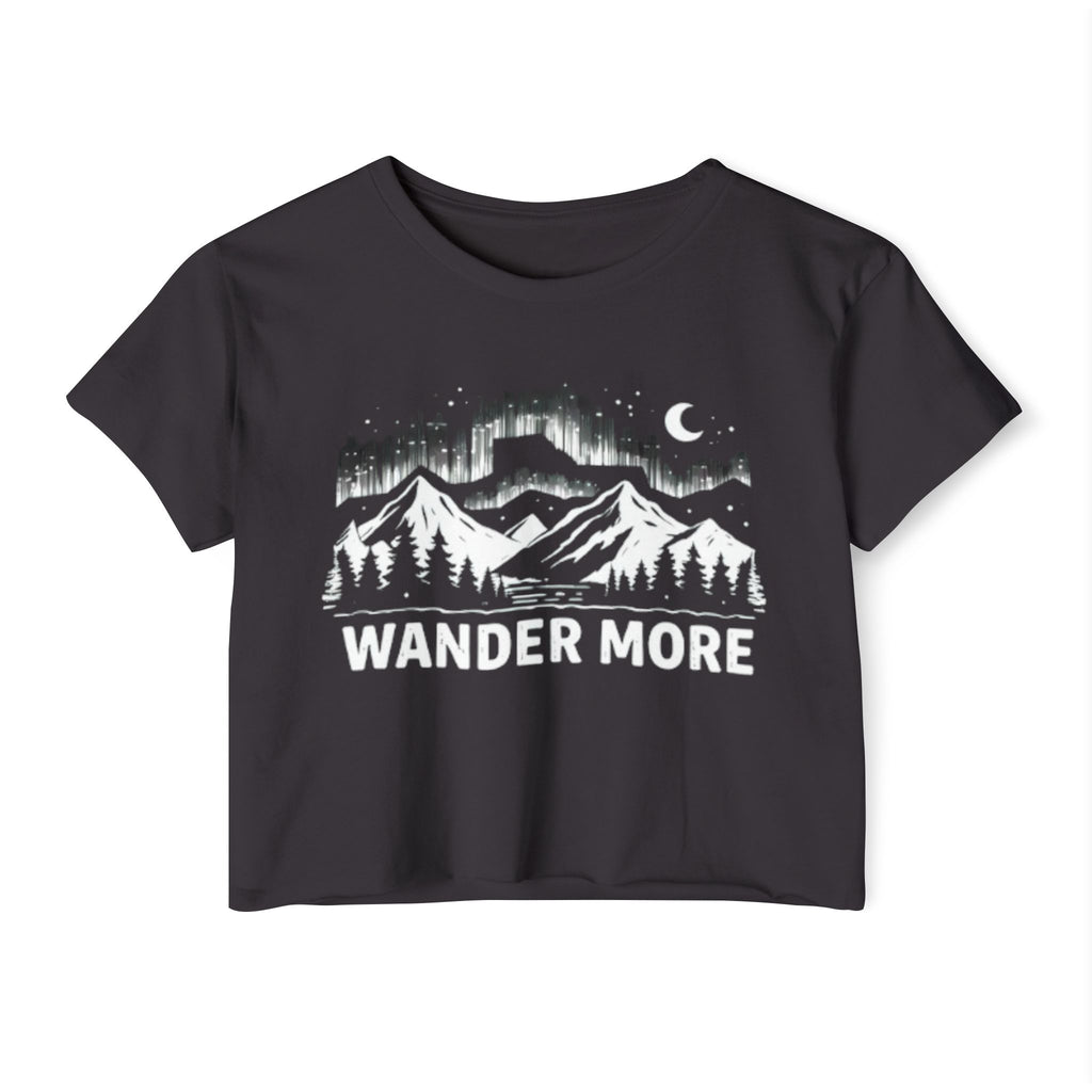 Wander More Northern Lights Mountainscape Crop Top