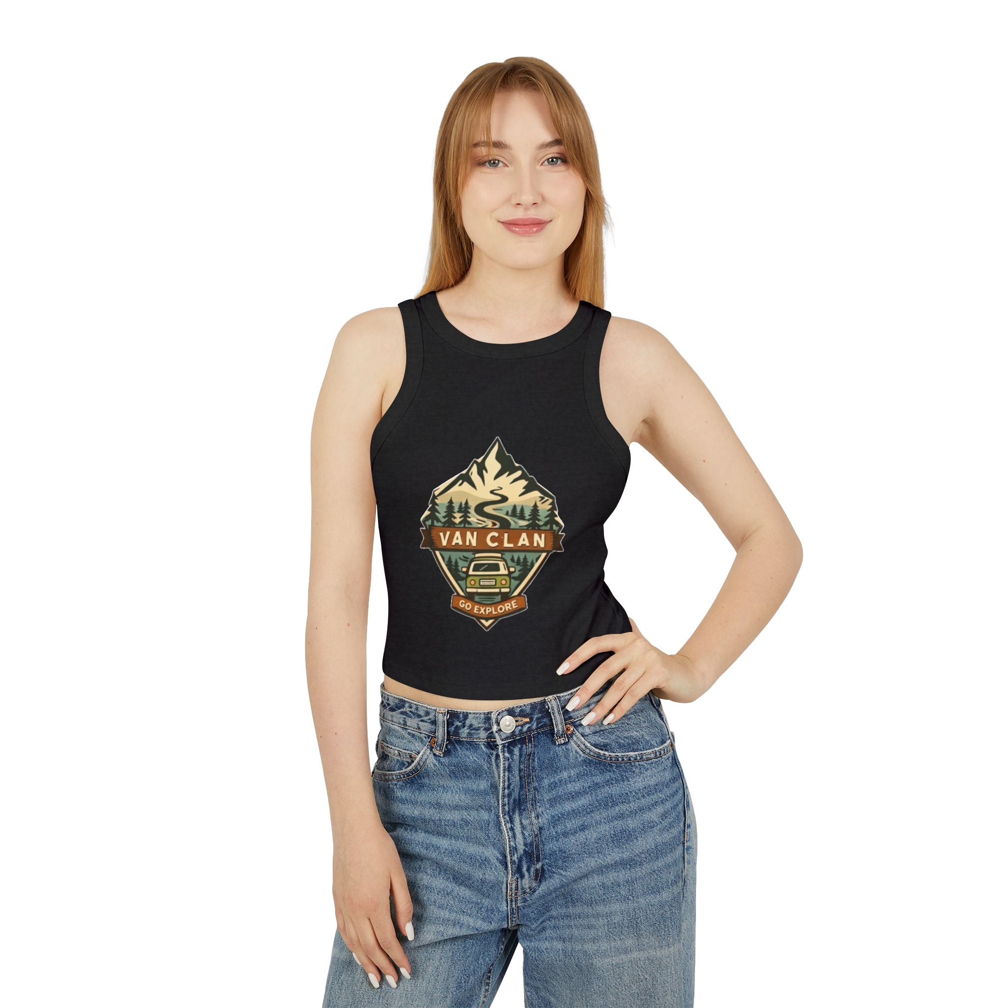 Van Clan Adventure Tank Top | Womens Ribbed Racerback Go Explore Camping Crop