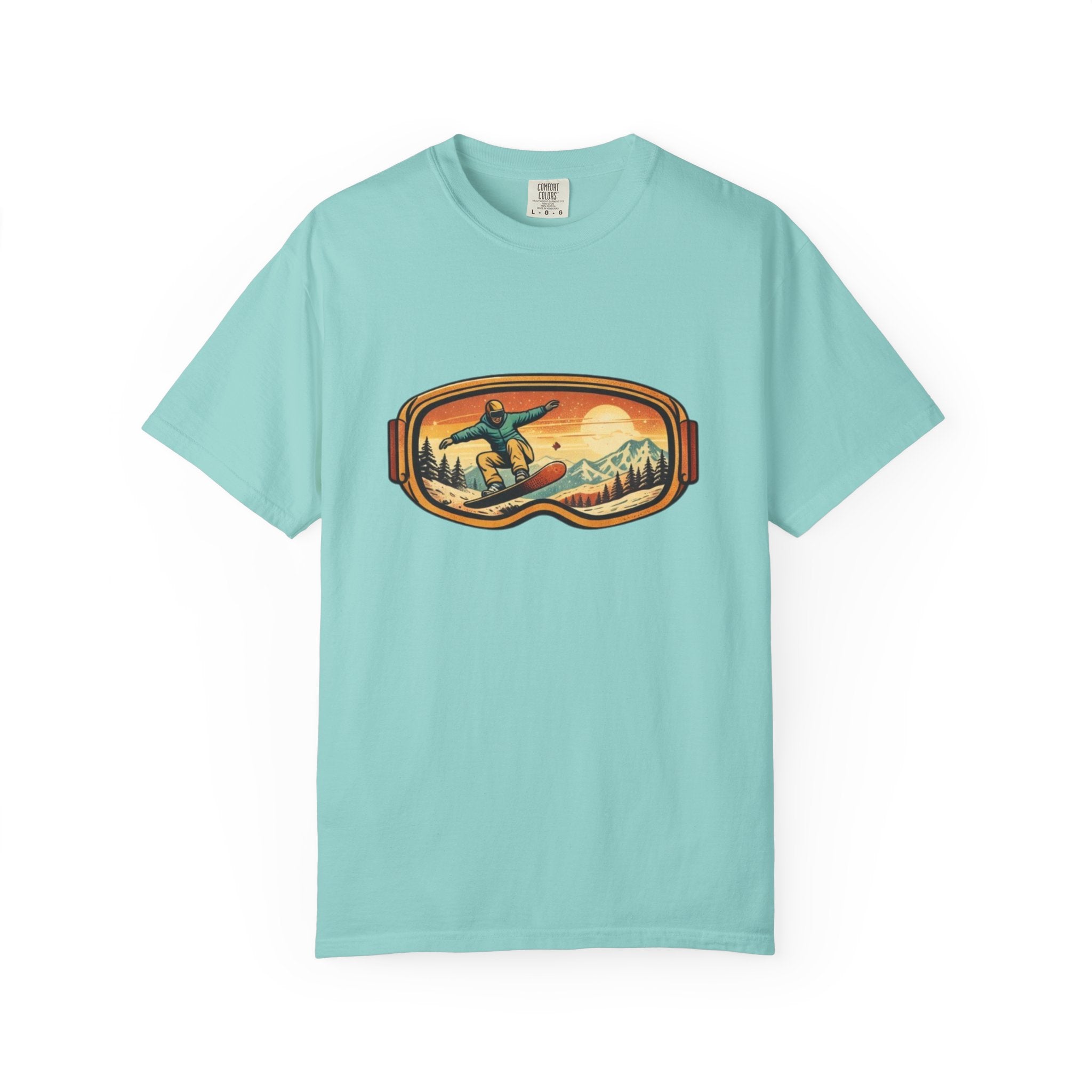 Snowboard Goggles Graphic T-Shirt | Retro Mountain Snowboarding Tee
