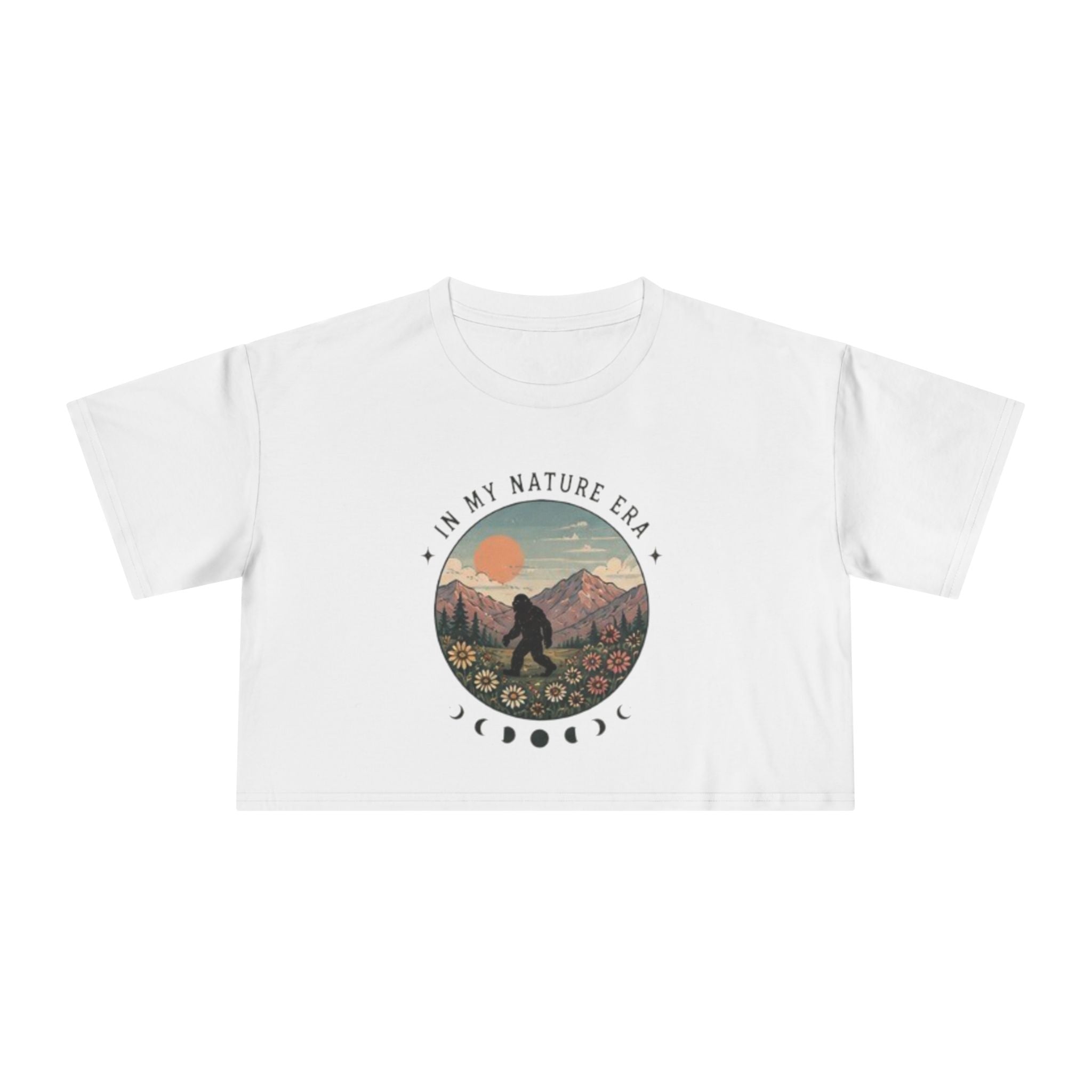 Nature Era Crop Tee | "I Am My Nature Era" Mountain & Sun Graphic