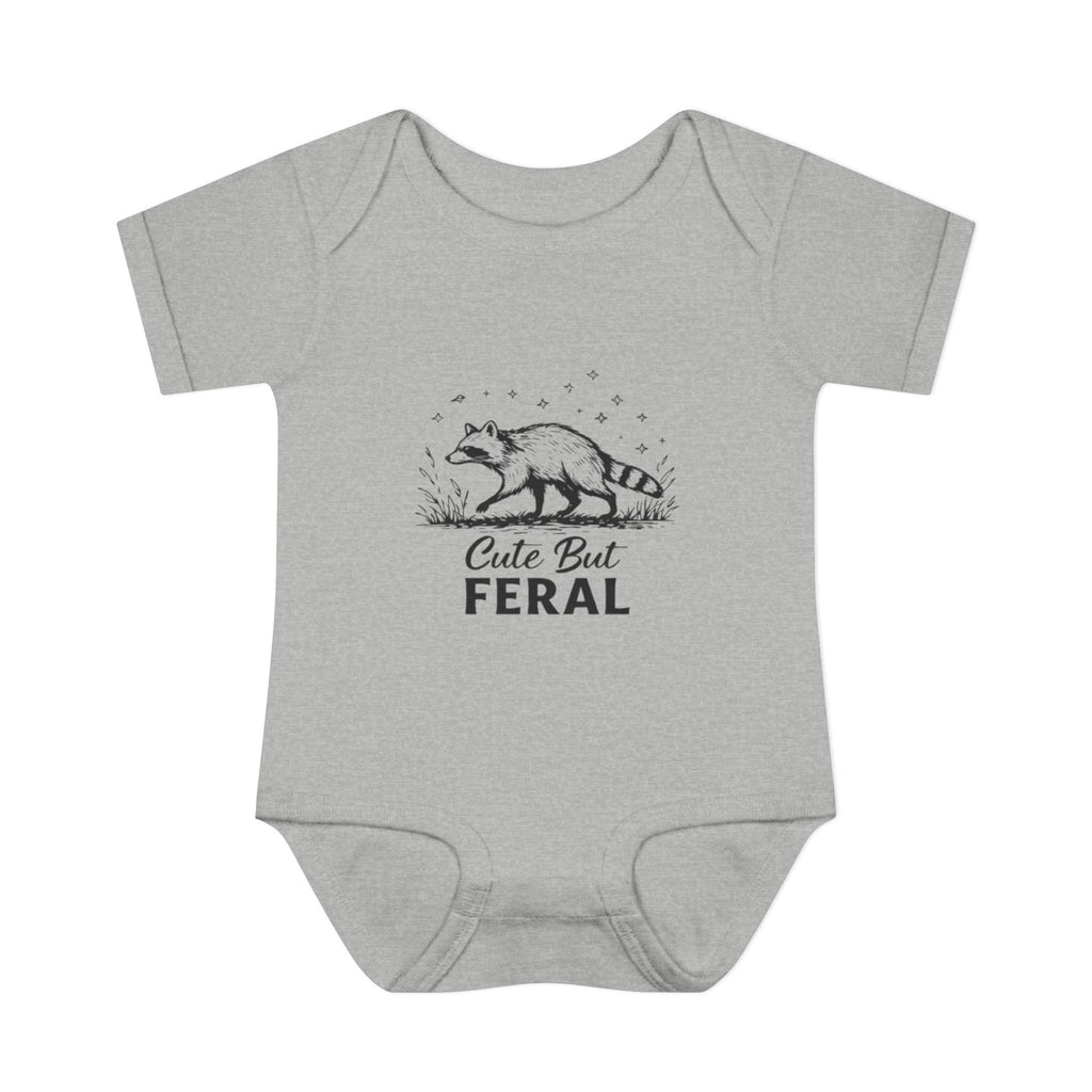 Infant Bodysuit  "Cute But Feral" Raccoon Baby Onesie | Funny Newborn Shower Gift