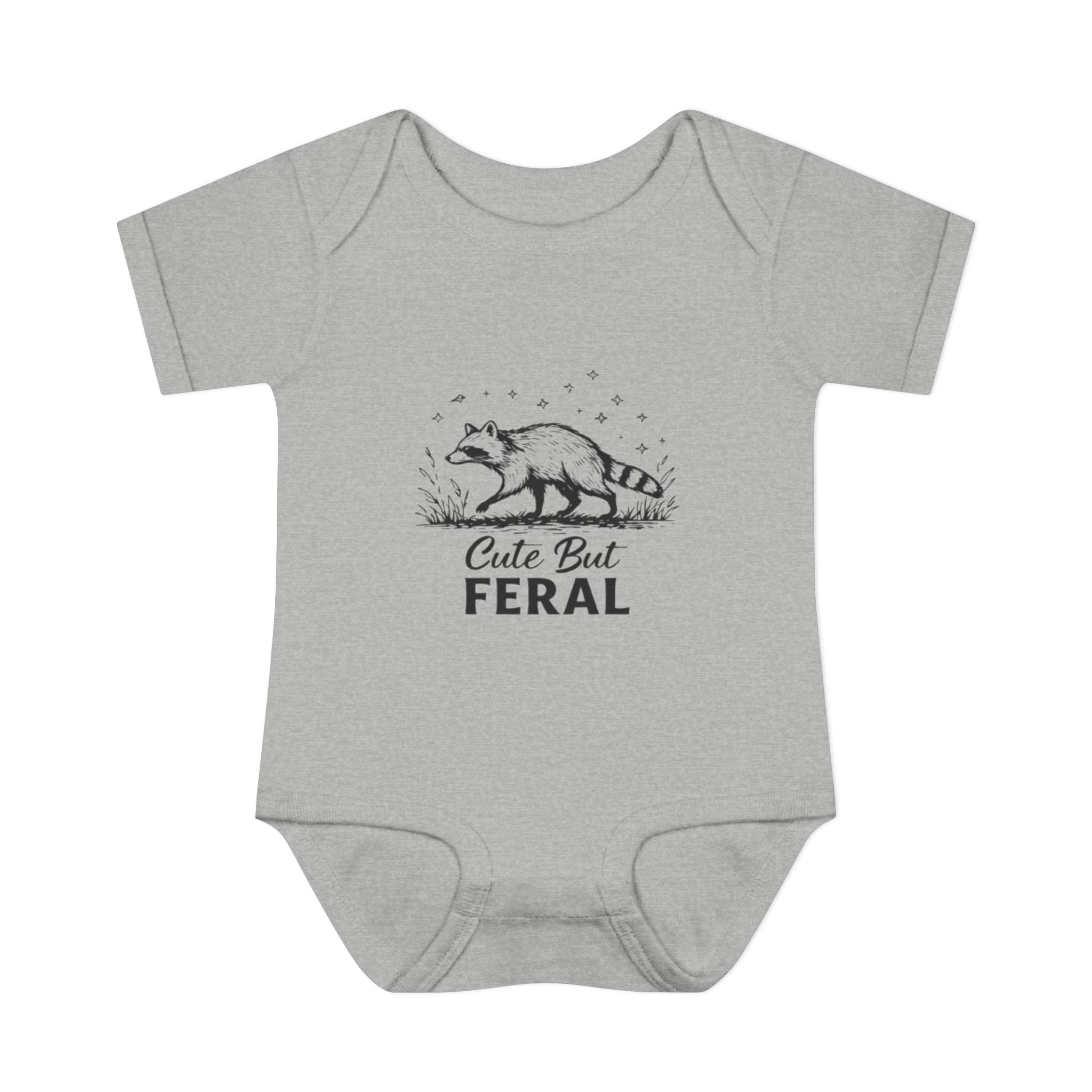Infant Bodysuit  "Cute But Feral" Raccoon Baby Onesie | Funny Newborn Shower Gift