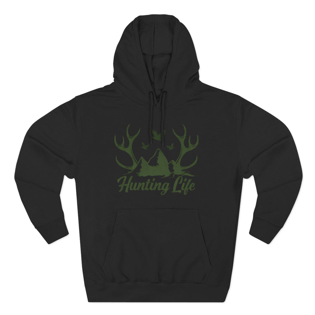 Hunting Life Hoodie | Antler Mountain & Birds Outdoor Hunting Hooded Sweatshirt