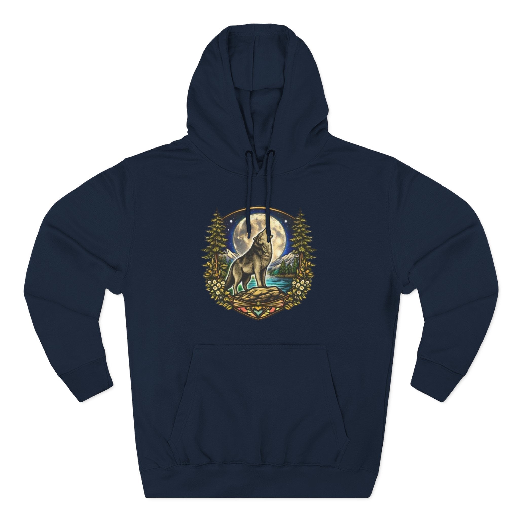 Wolf Moon Hoodie | Woodland Night Howl Graphic Fleece Hoodie