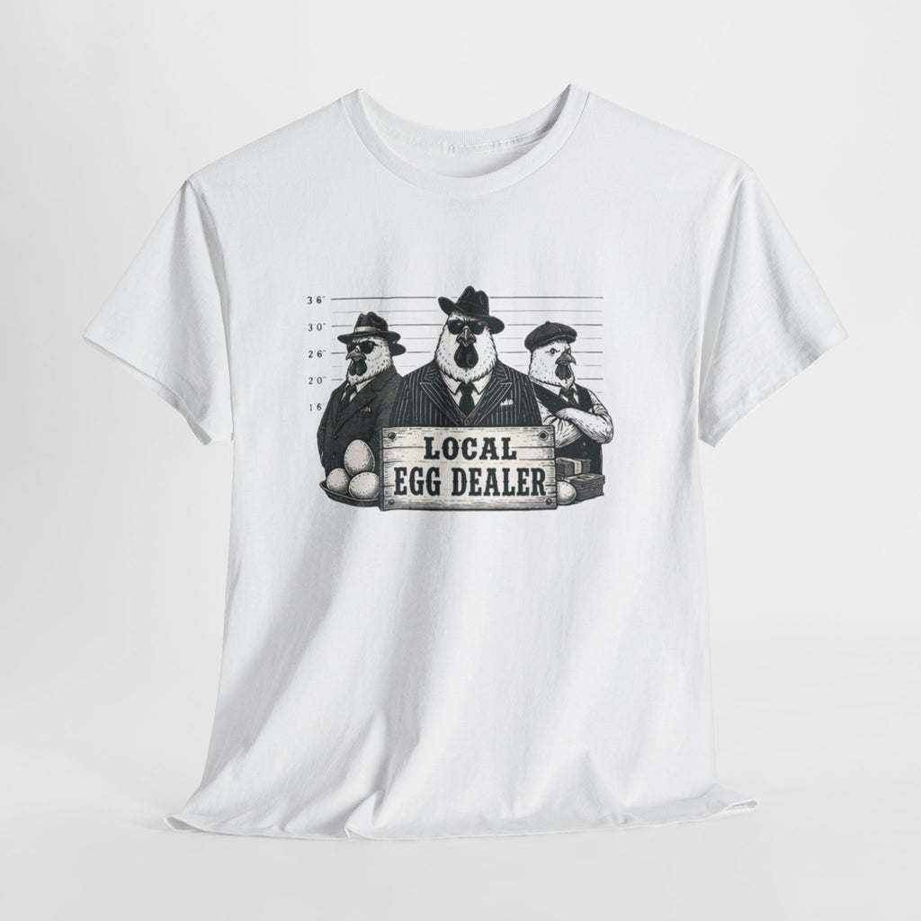 Local Egg Dealer T-Shirt | Funny Farm Mugshot Chicken & Egg Farmer Tee