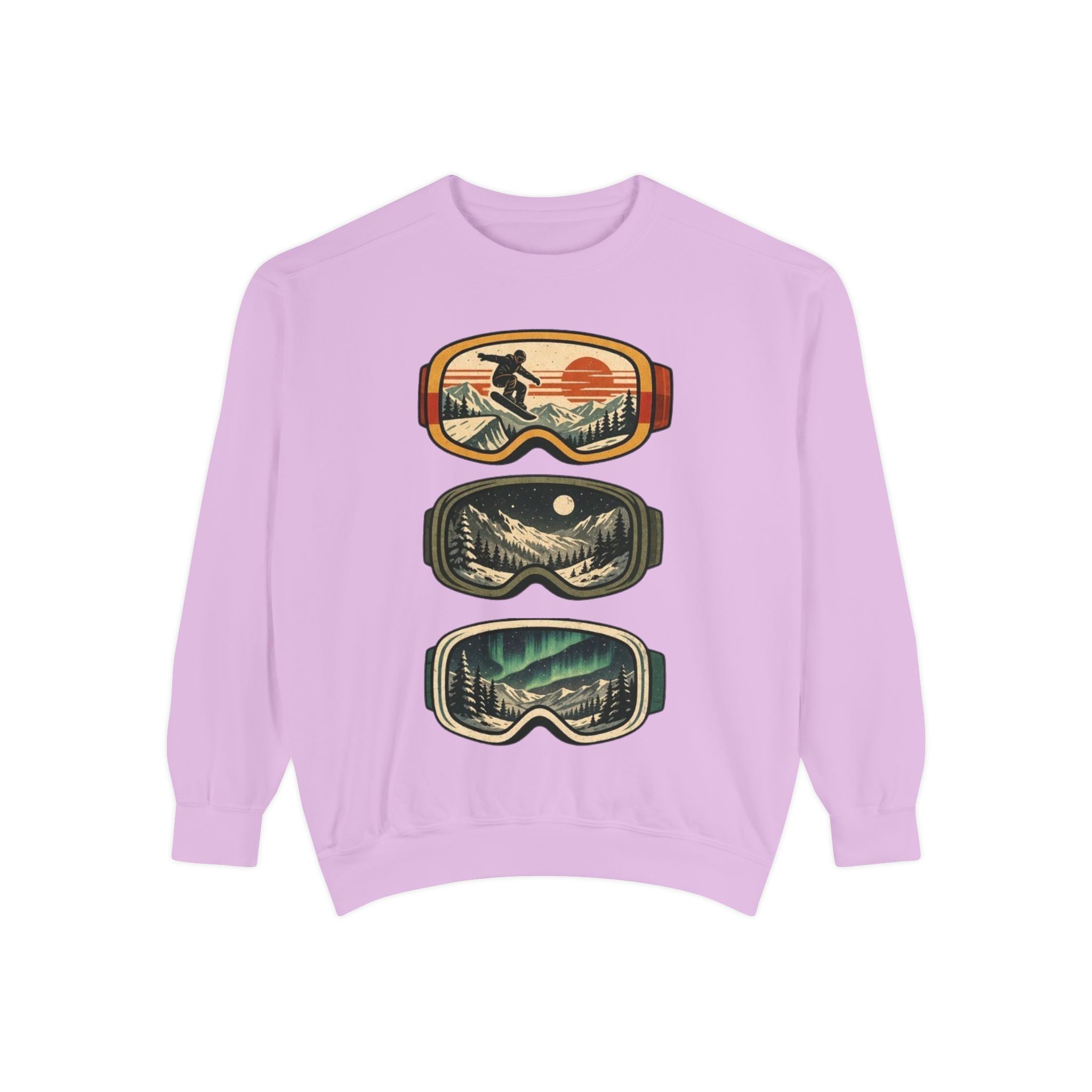 Snow Goggles Graphic Sweatshirt | Mountain Adventure Ski & Snowboard Crewneck