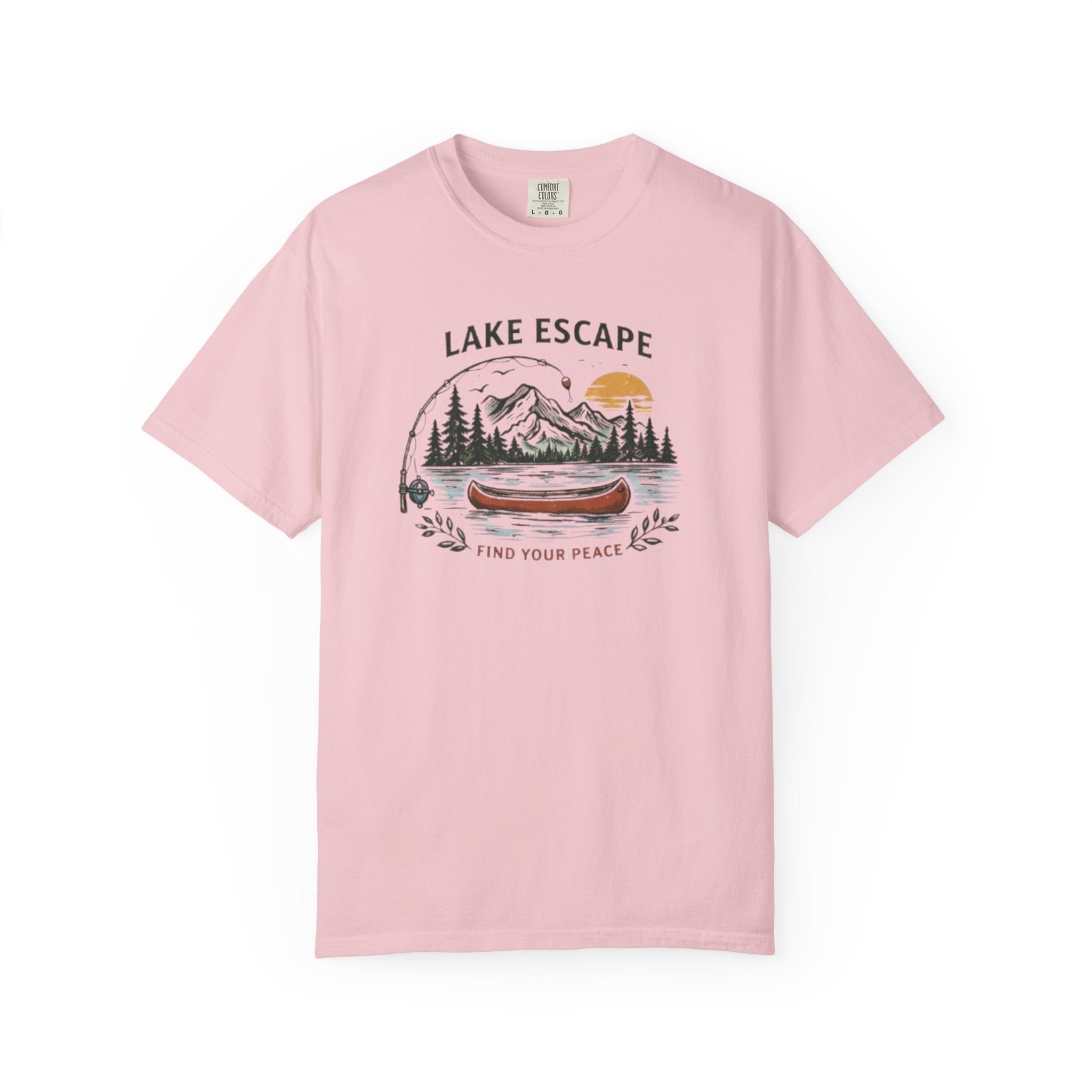 Lake Escape T-Shirt | Canoe Nature Graphic "Find Your Peace" Tee