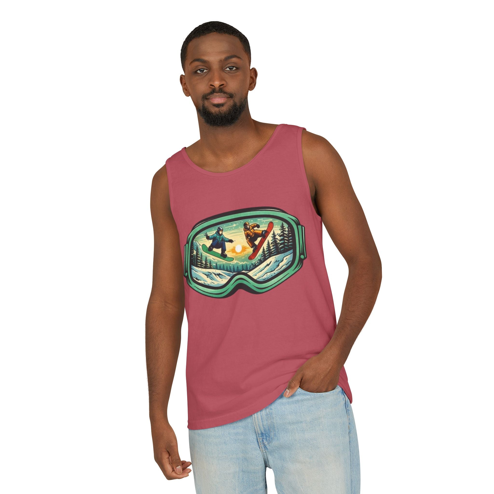 Snowboarding Mountain Goggles Tank Top