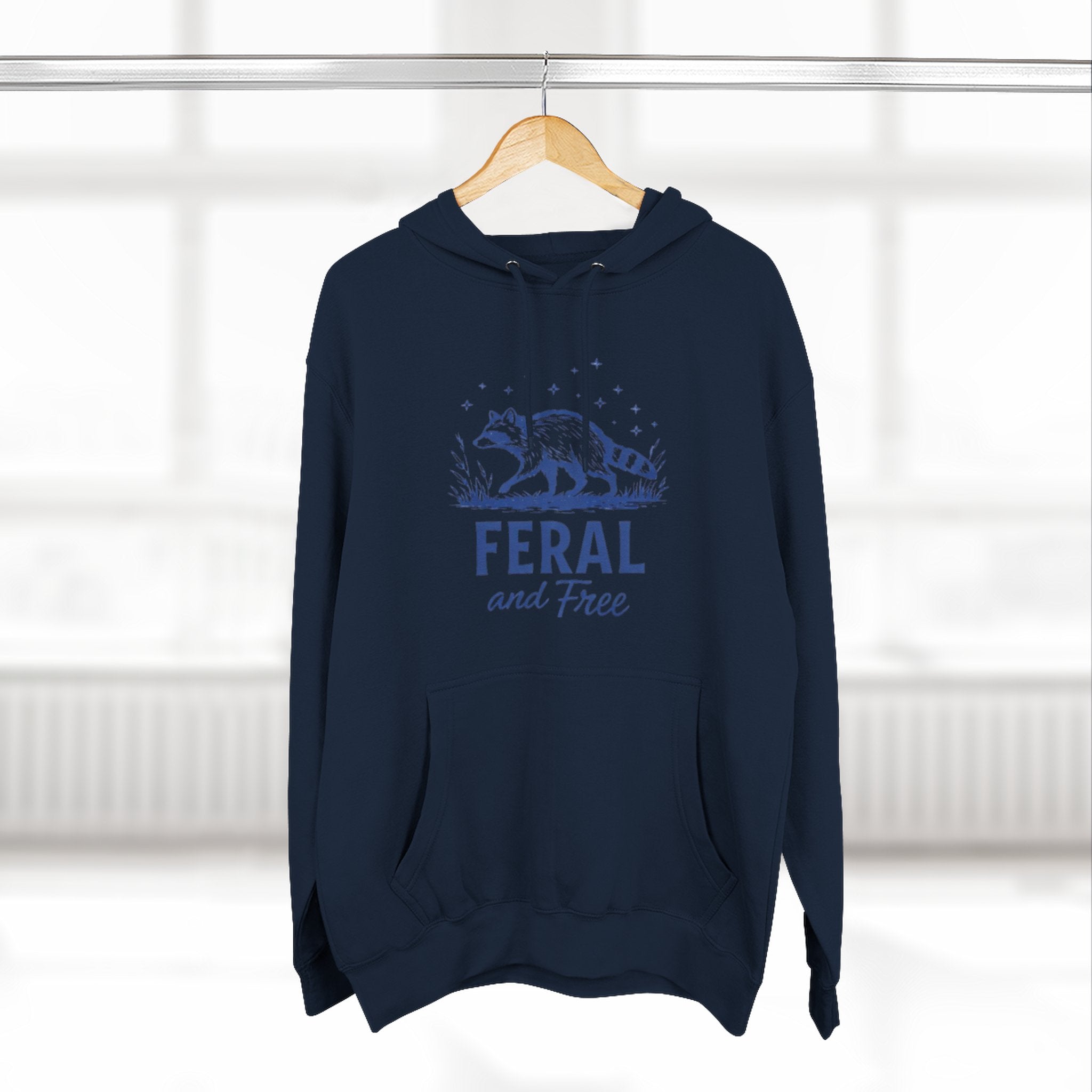 Hoodie | Feral and Free Raccoon Graphic Hoodie | Nature Lover Casual Pullover