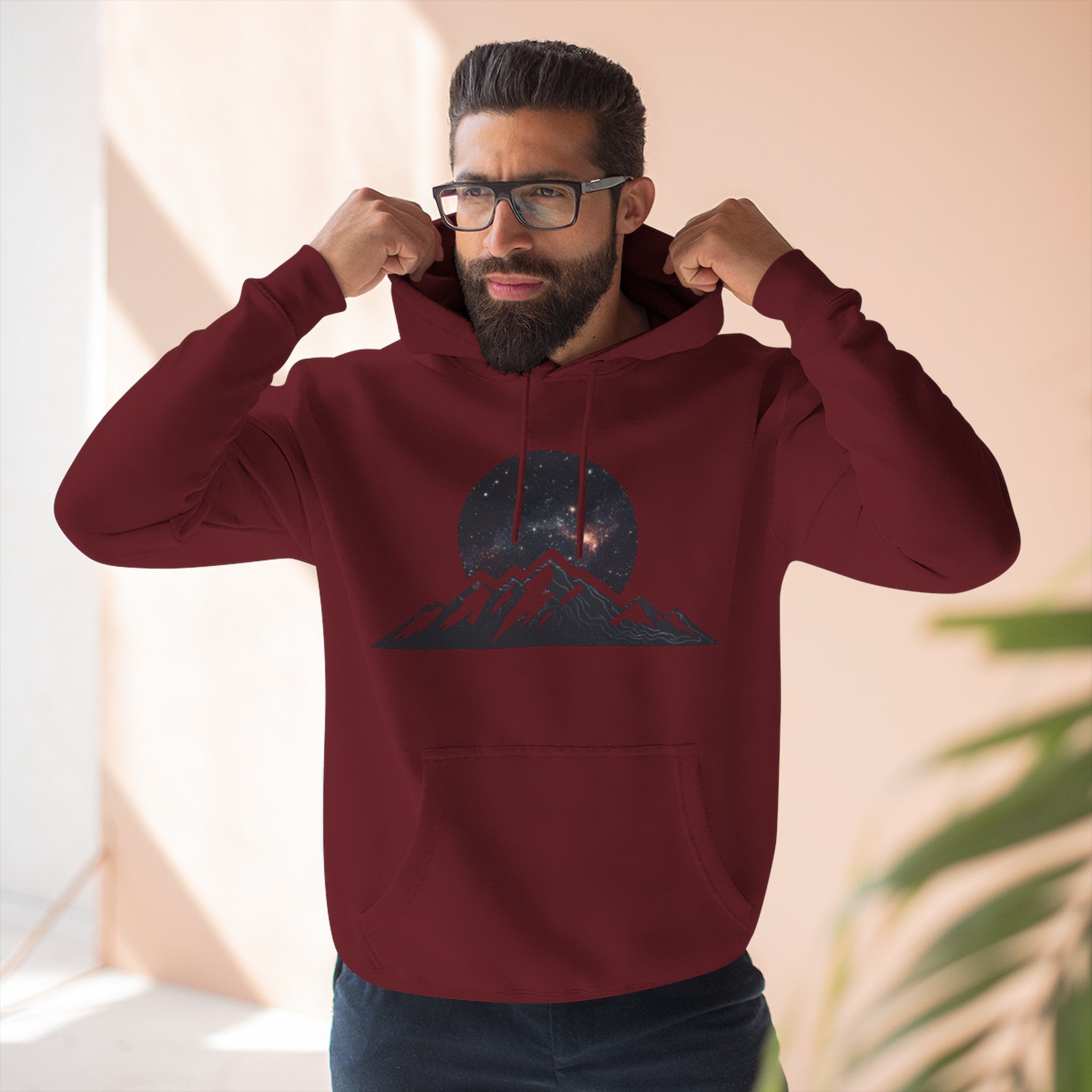 Mountain Sunset Hoodie | Minimalist Mountain Range with Night Sky Graphic