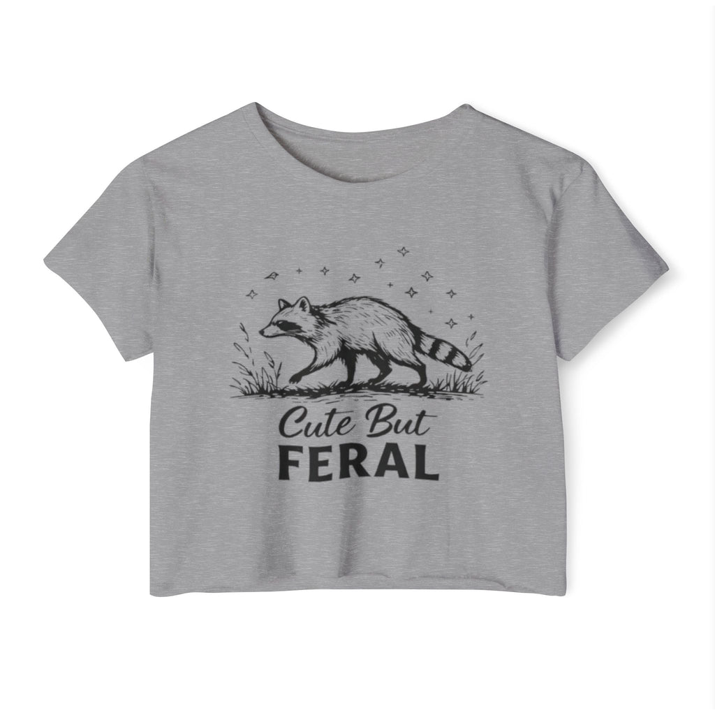 Cute But Feral Raccoon Crop Top | Womens Festival Graphic Tee