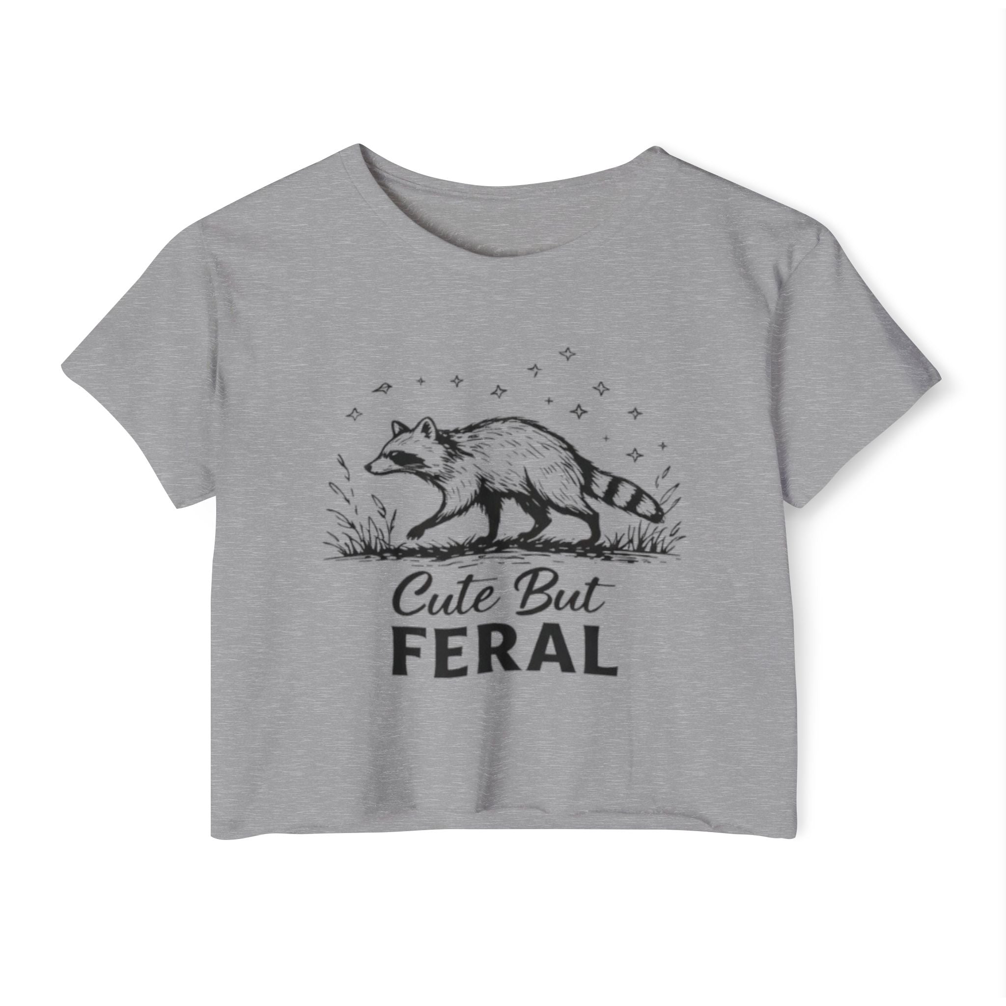Cute But Feral Raccoon Crop Top | Womens Festival Graphic Tee