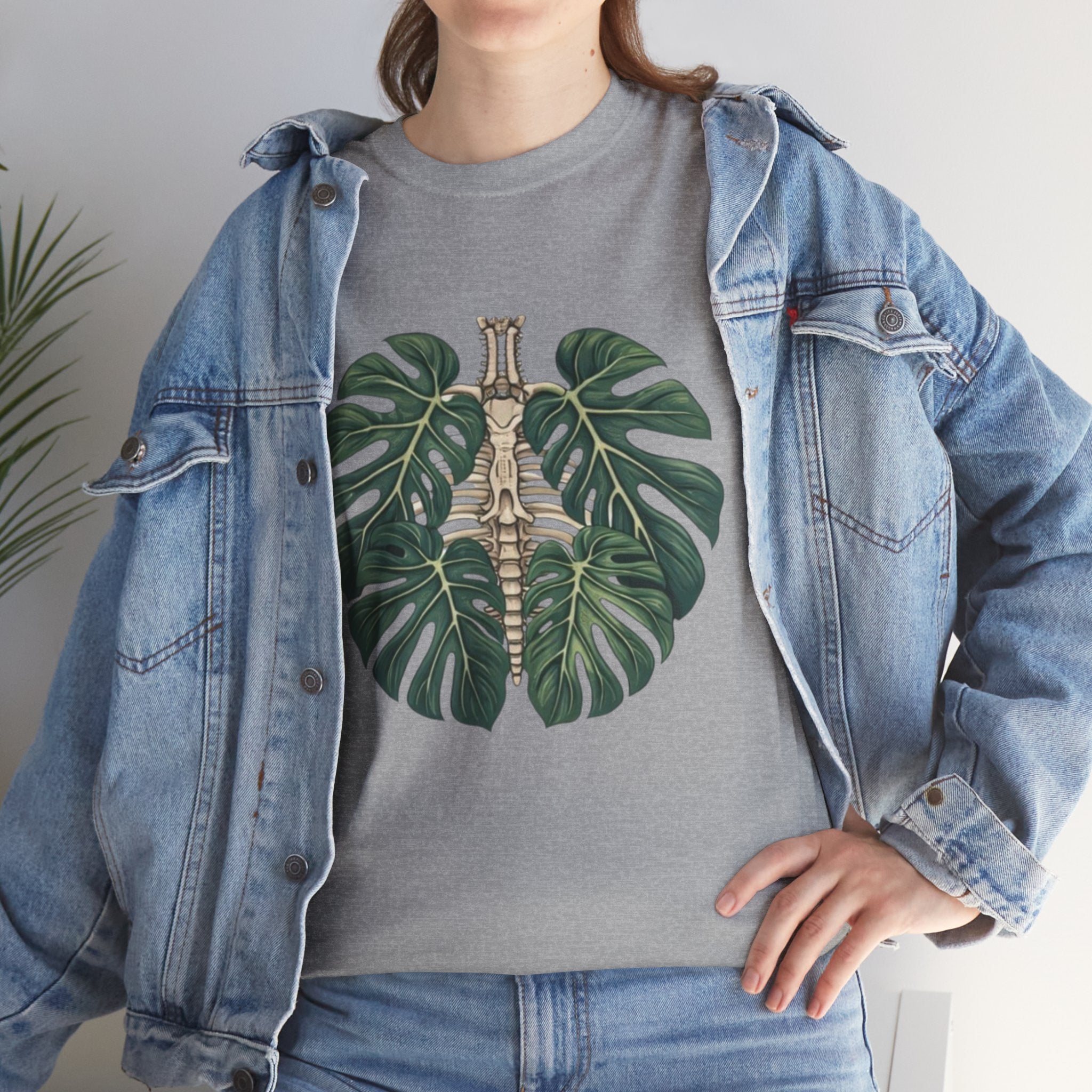 T-Shirt | Tropical Monstera with Brass Skull Botanical Graphic