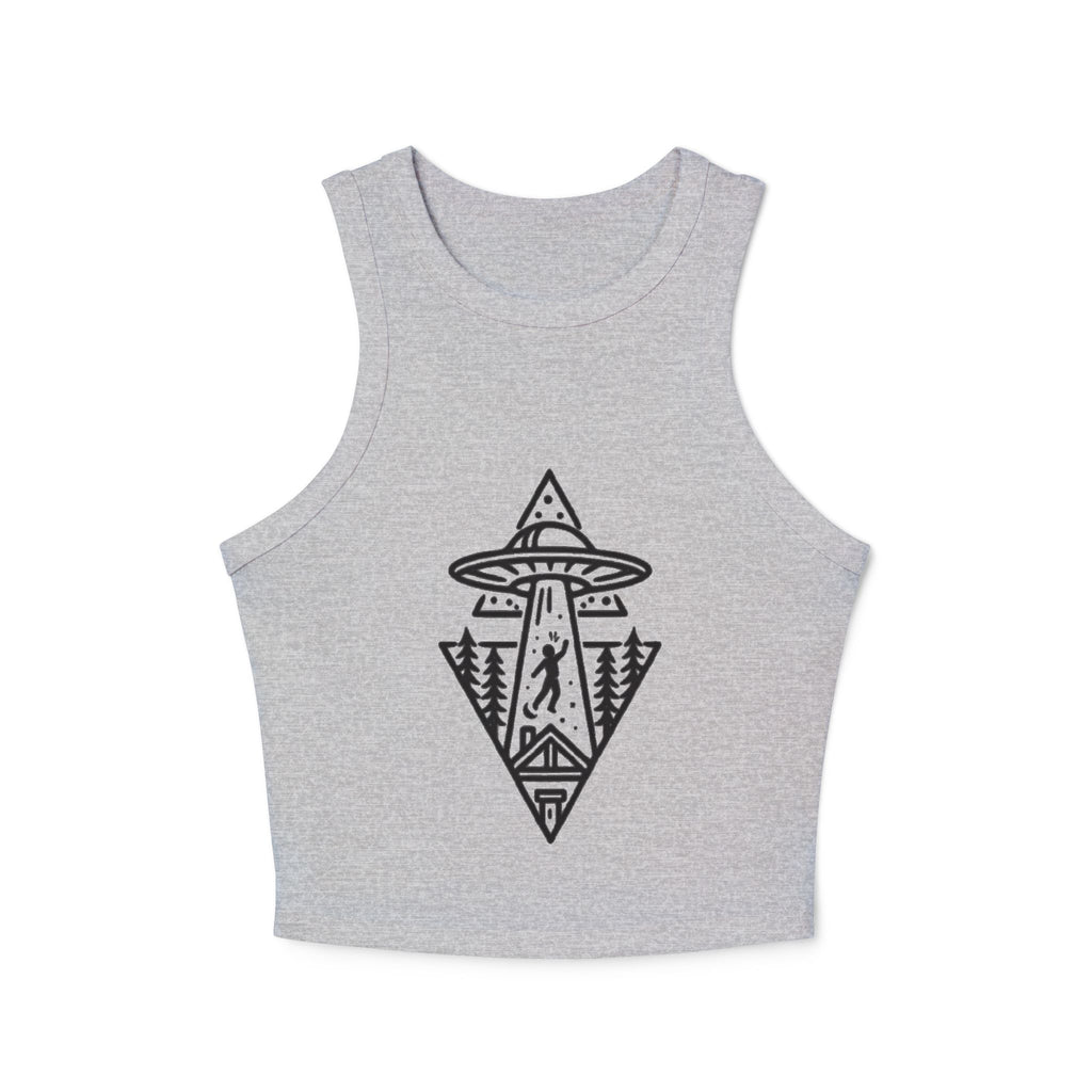 UFO Cow Abduction Racer Tank | Womens Crop Tank Top