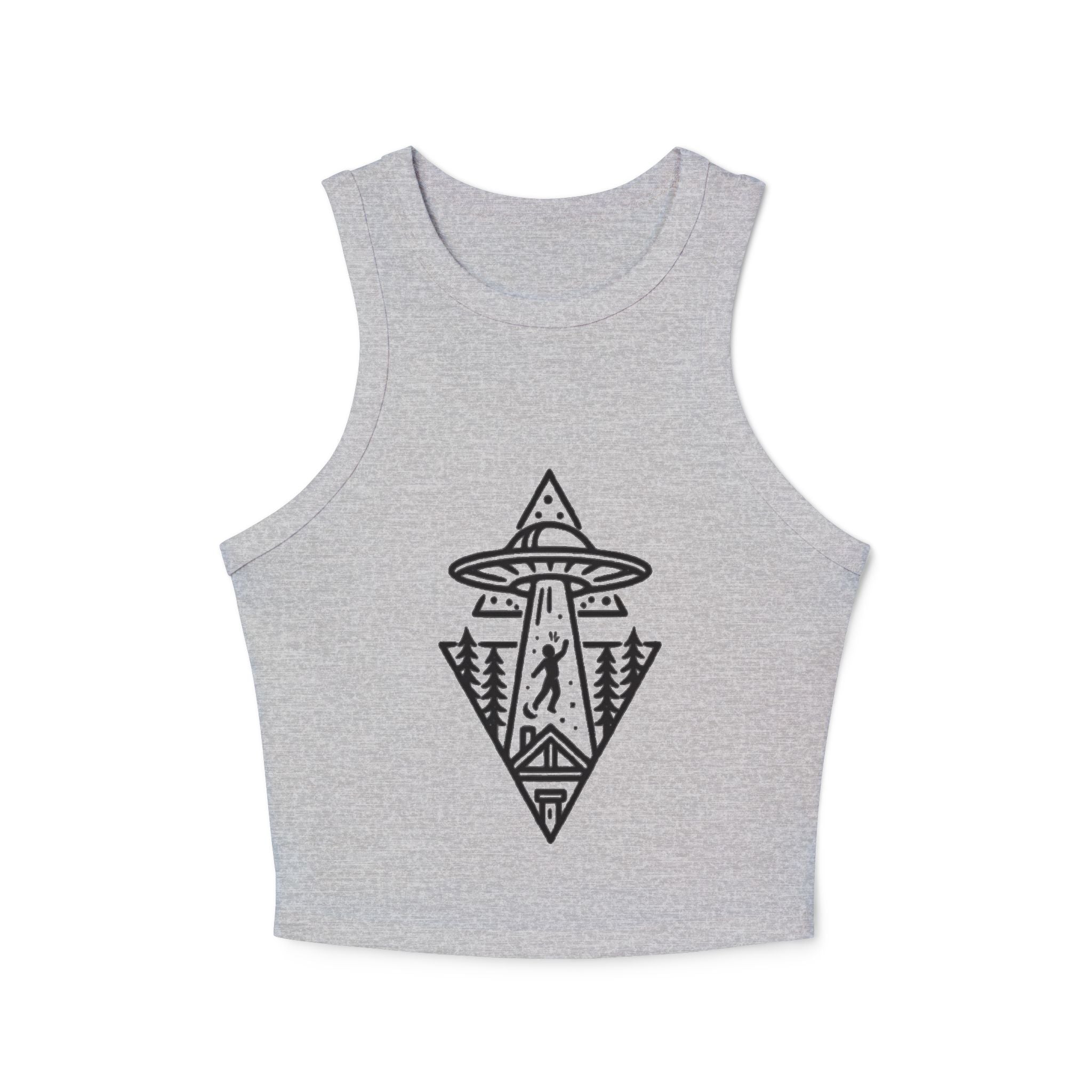 UFO Cow Abduction Racer Tank | Womens Crop Tank Top