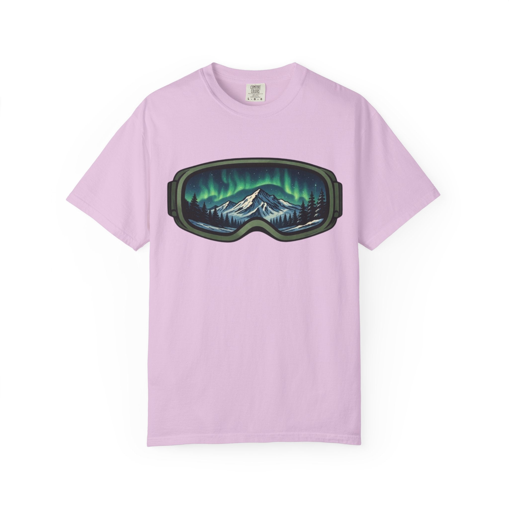 Aurora Ski Goggle T-Shirt | Mountain Night Northern Lights Graphic Tee