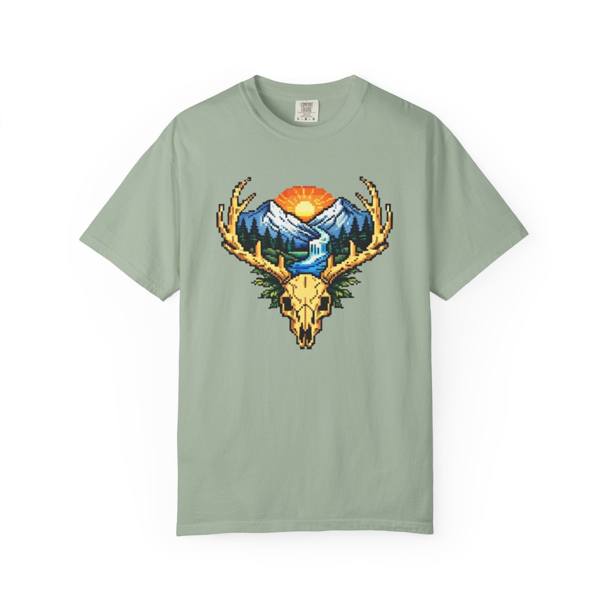 Pixel Art Deer Skull Mountain T-Shirt