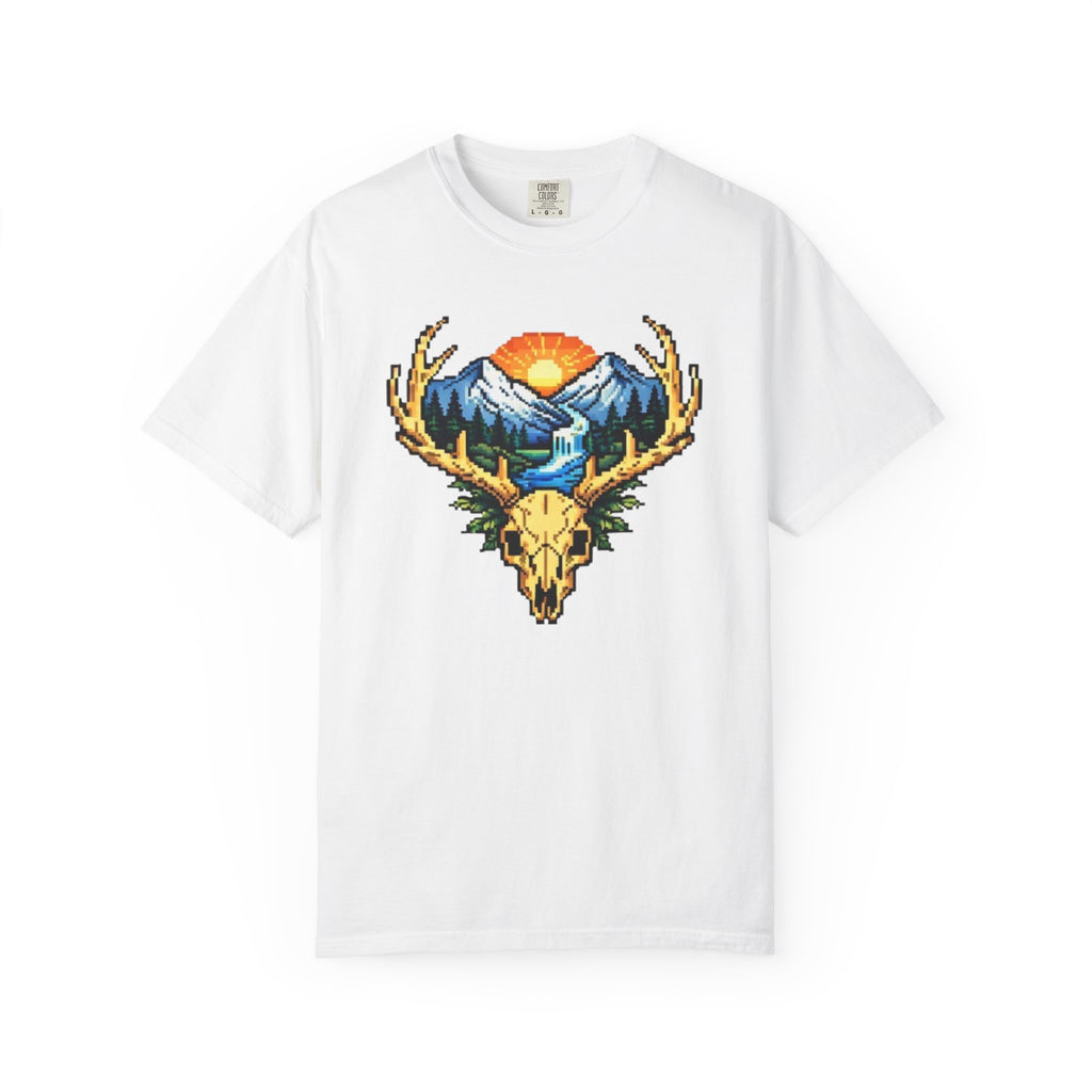 Pixel Art Deer Skull Mountain T-Shirt