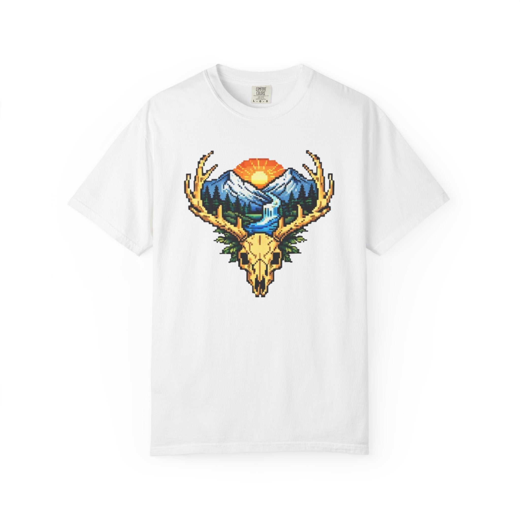 Pixel Art Deer Skull Mountain T-Shirt